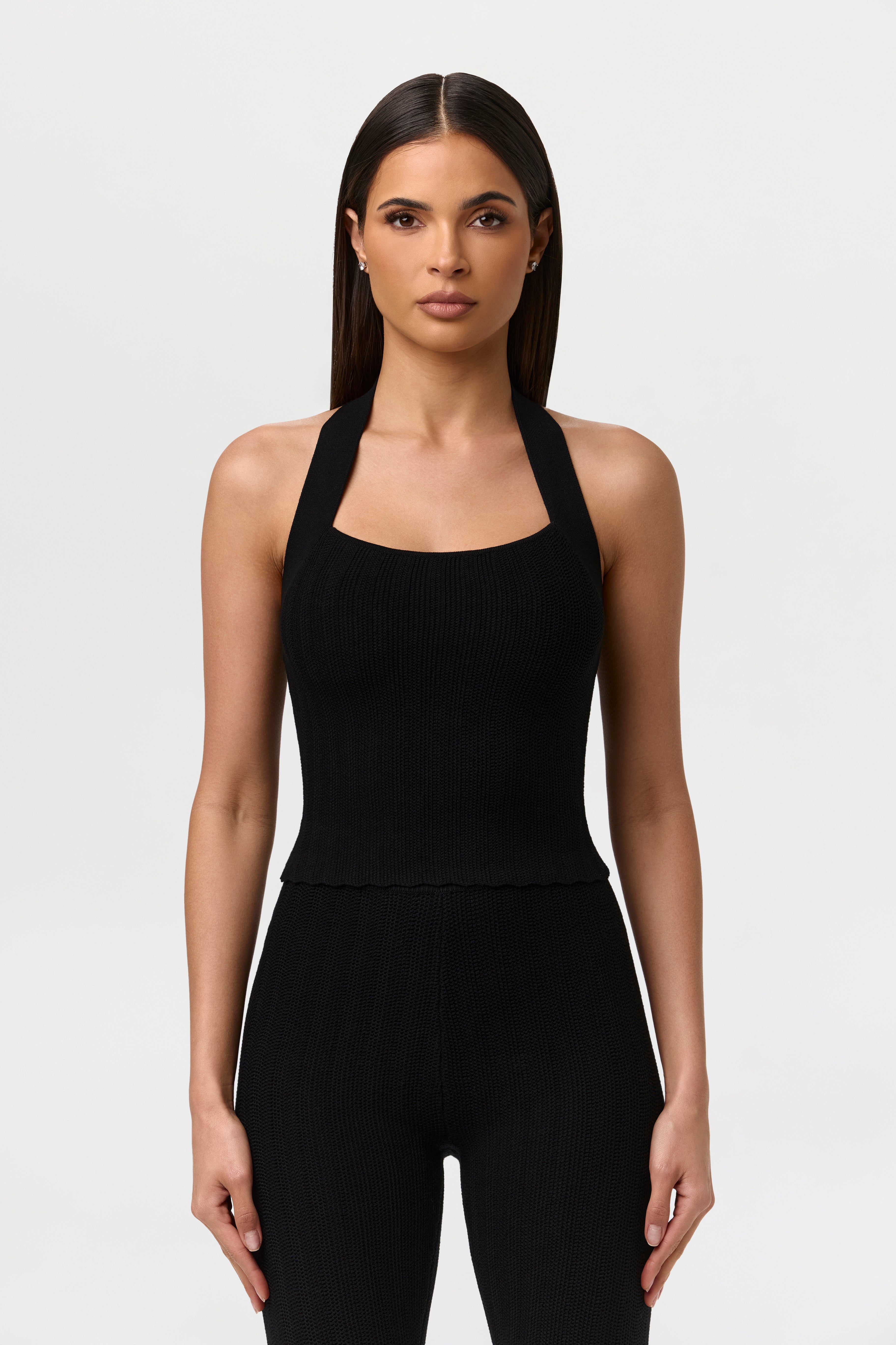 Knit Open Back Halter Top