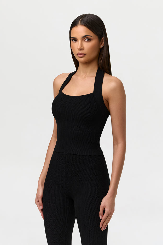Knit Open Back Halter Top