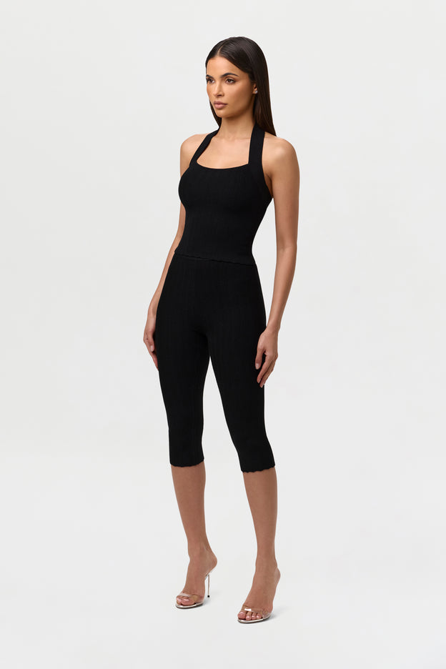 Knit Scallop Capri Leggings