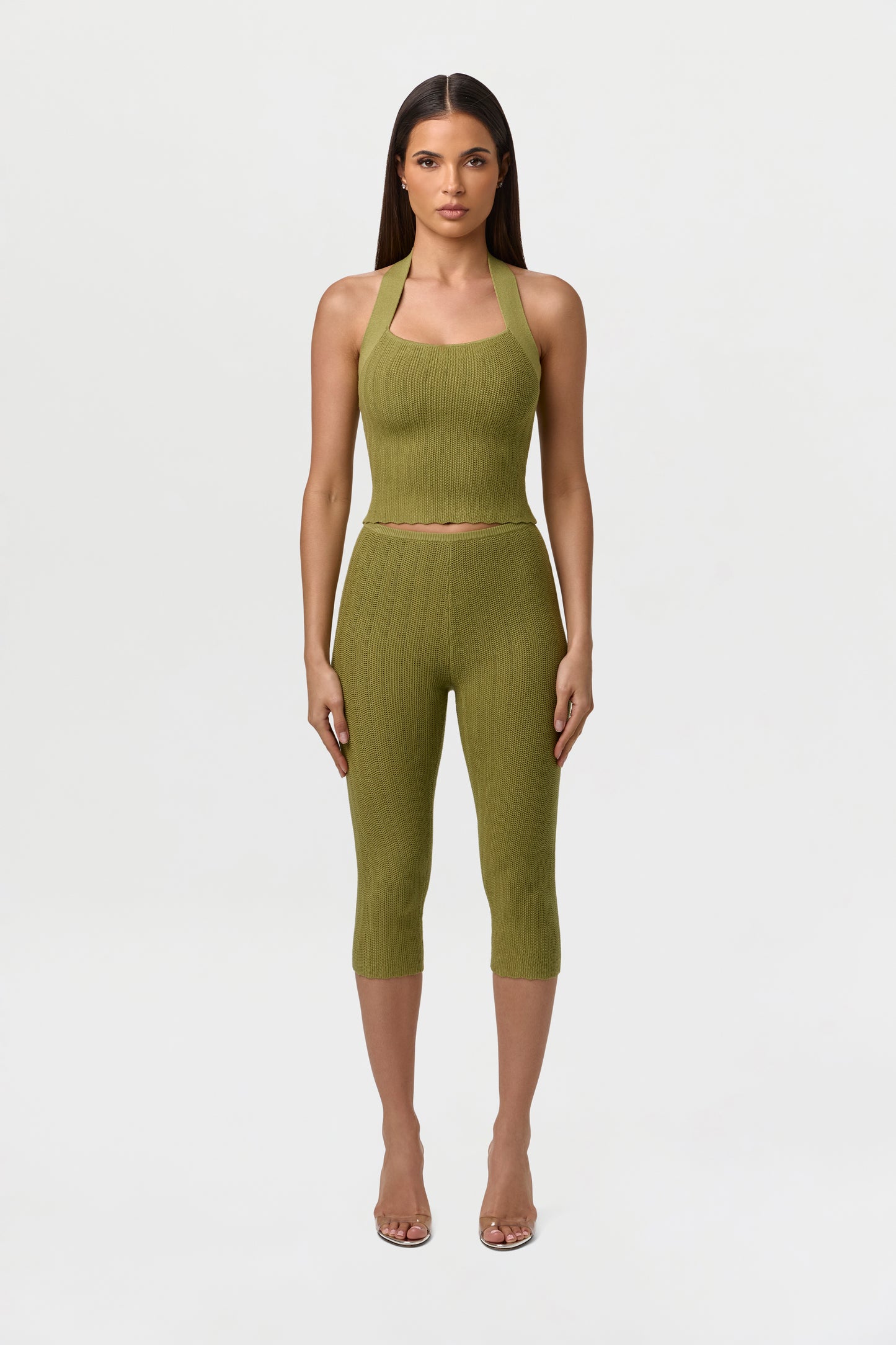 Knit Scallop Capri Leggings