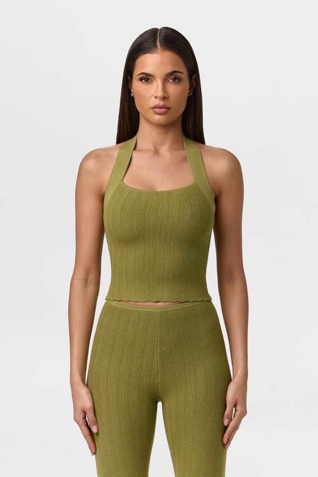 Knit Open Back Halter Top