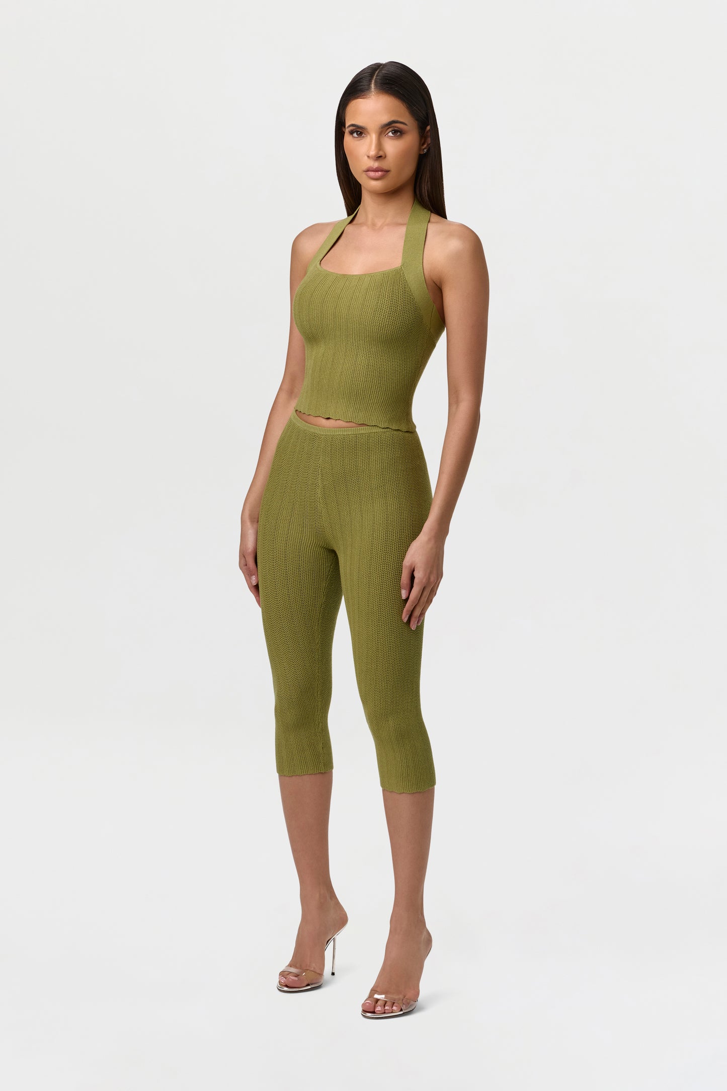 Knit Scallop Capri Leggings