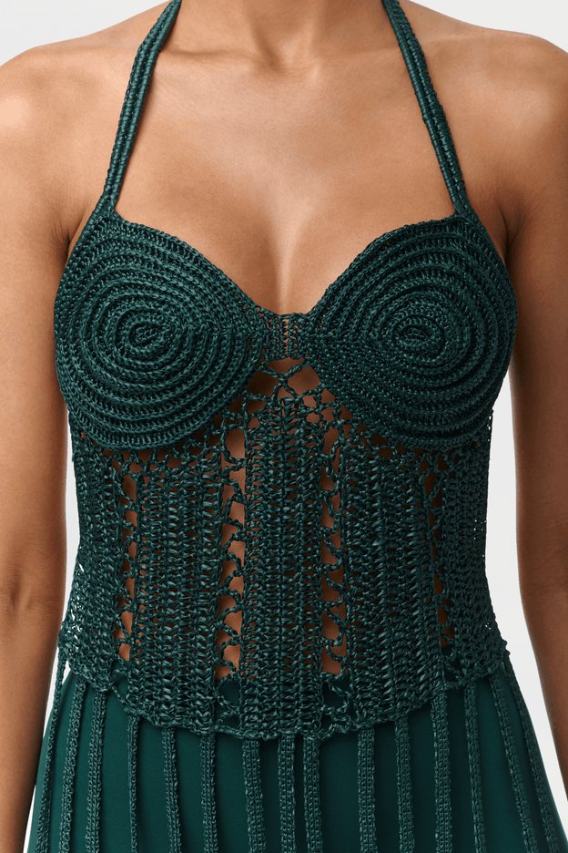 Knit Halter Fringe Crop Top