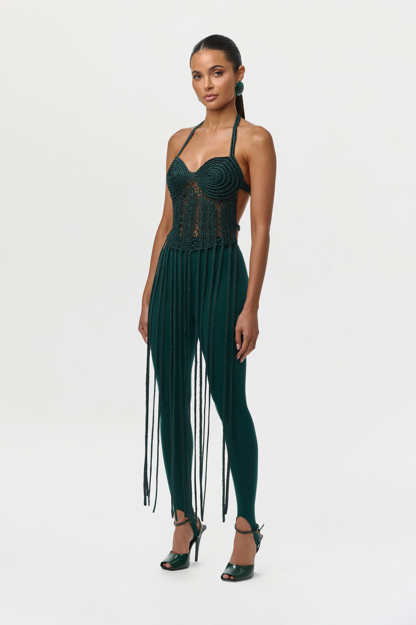 Knit Halter Fringe Crop Top