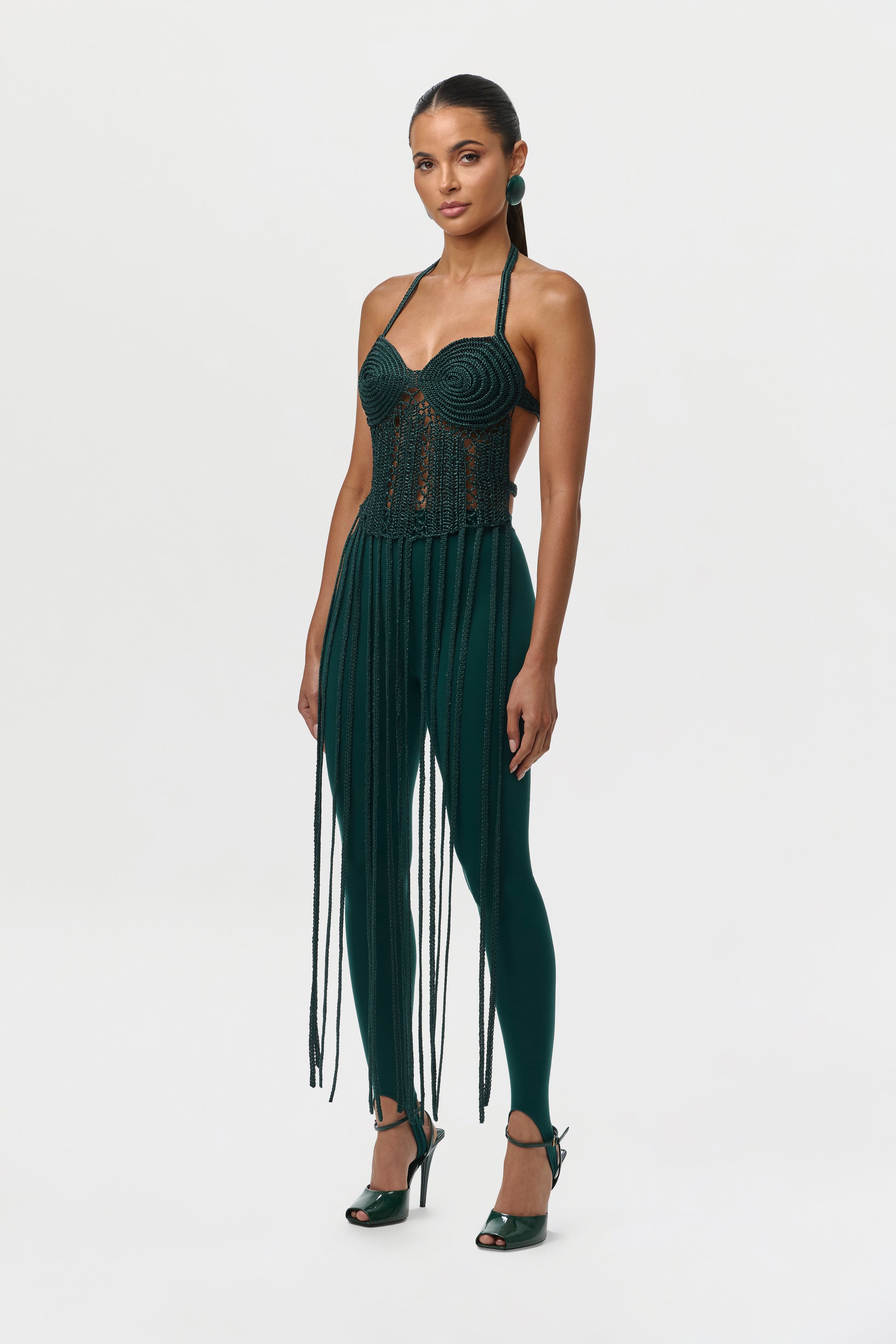 Knit Halter Fringe Crop Top
