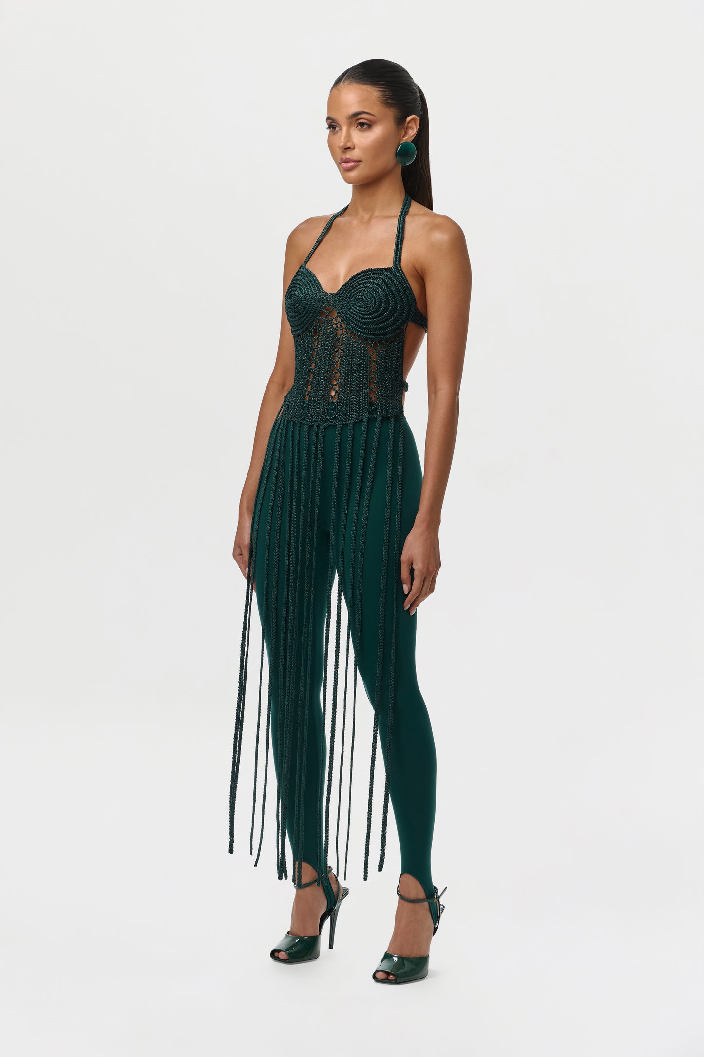 Knit Halter Fringe Crop Top