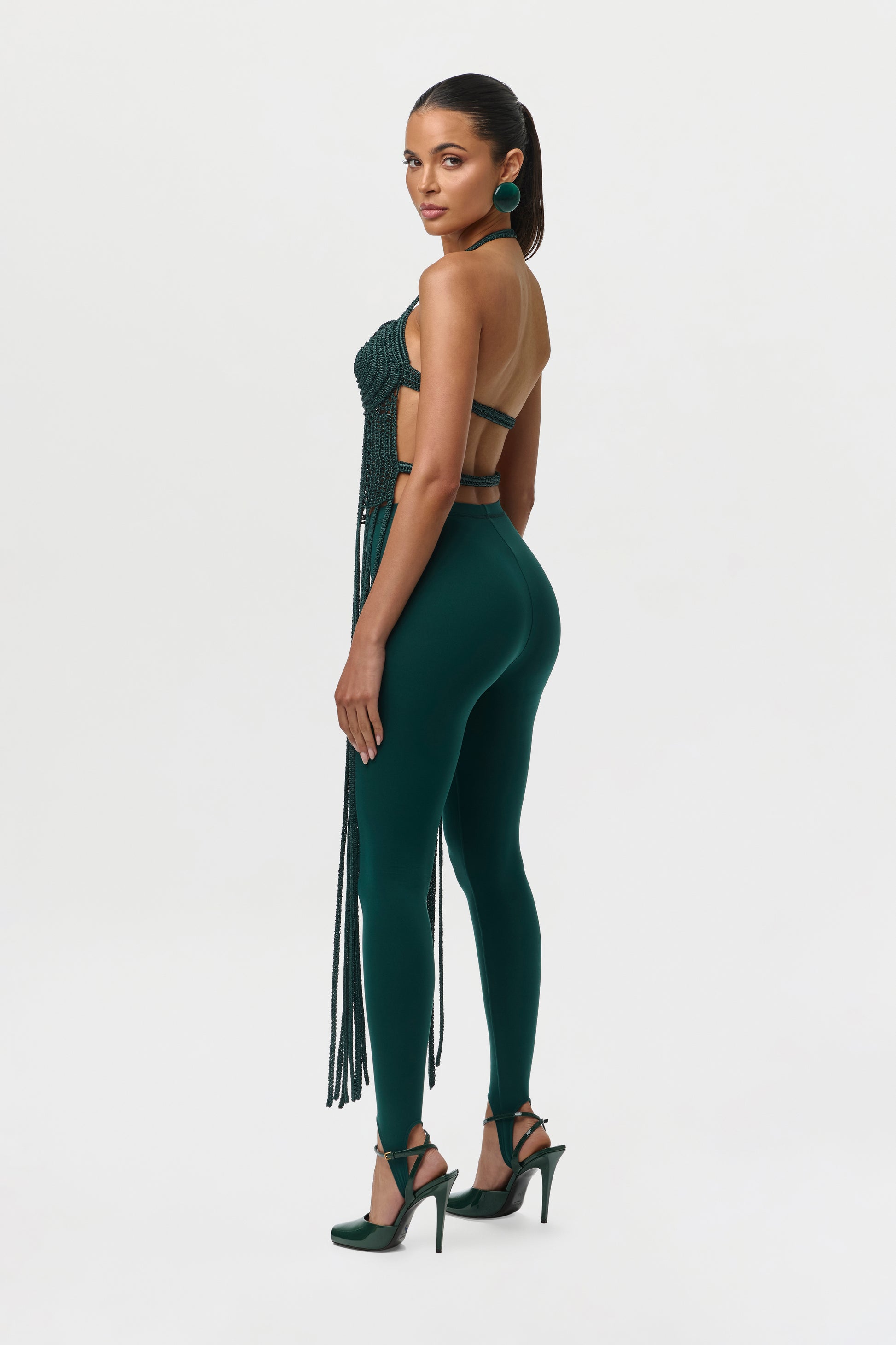 Knit Halter Fringe Crop Top