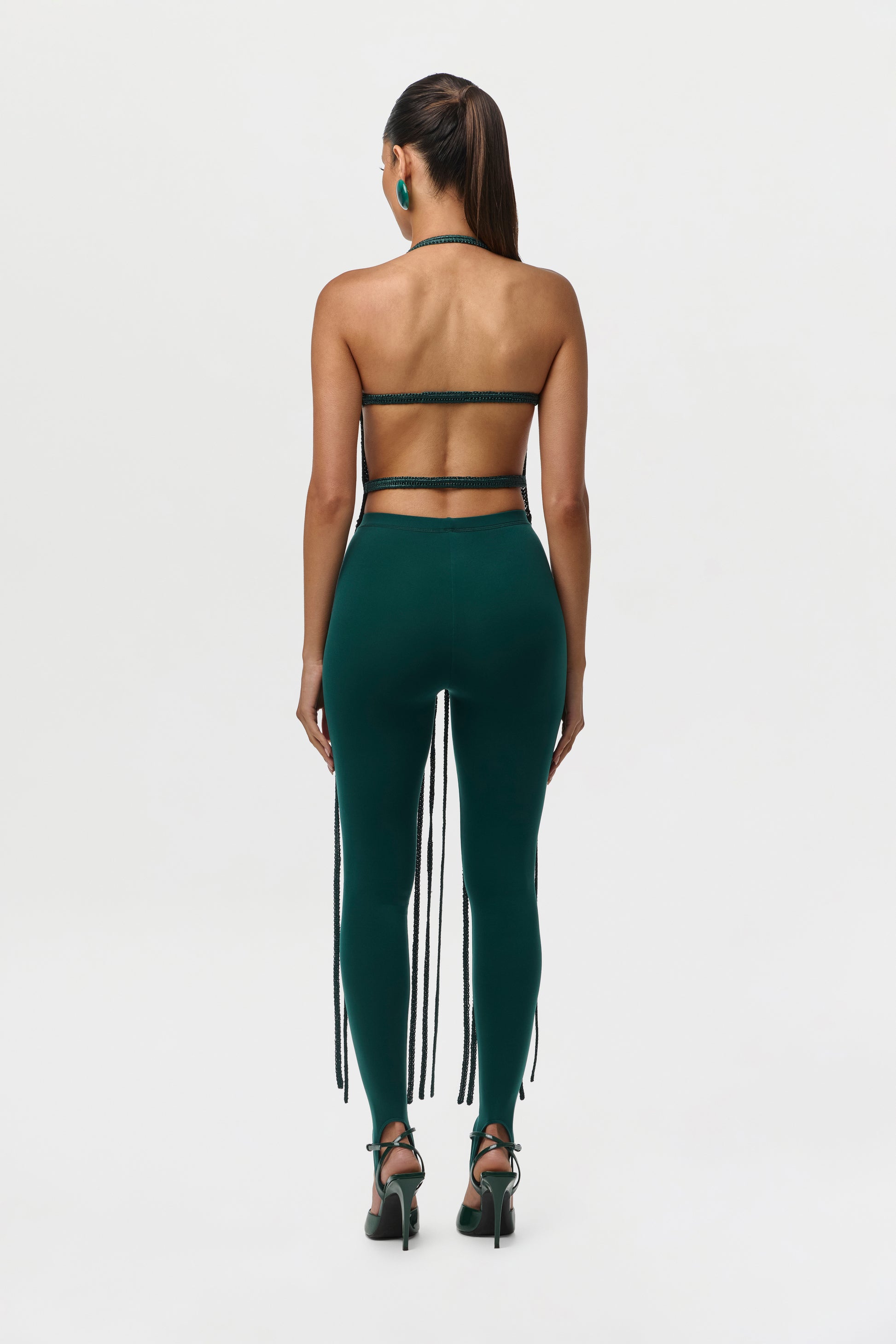 Knit Halter Fringe Crop Top