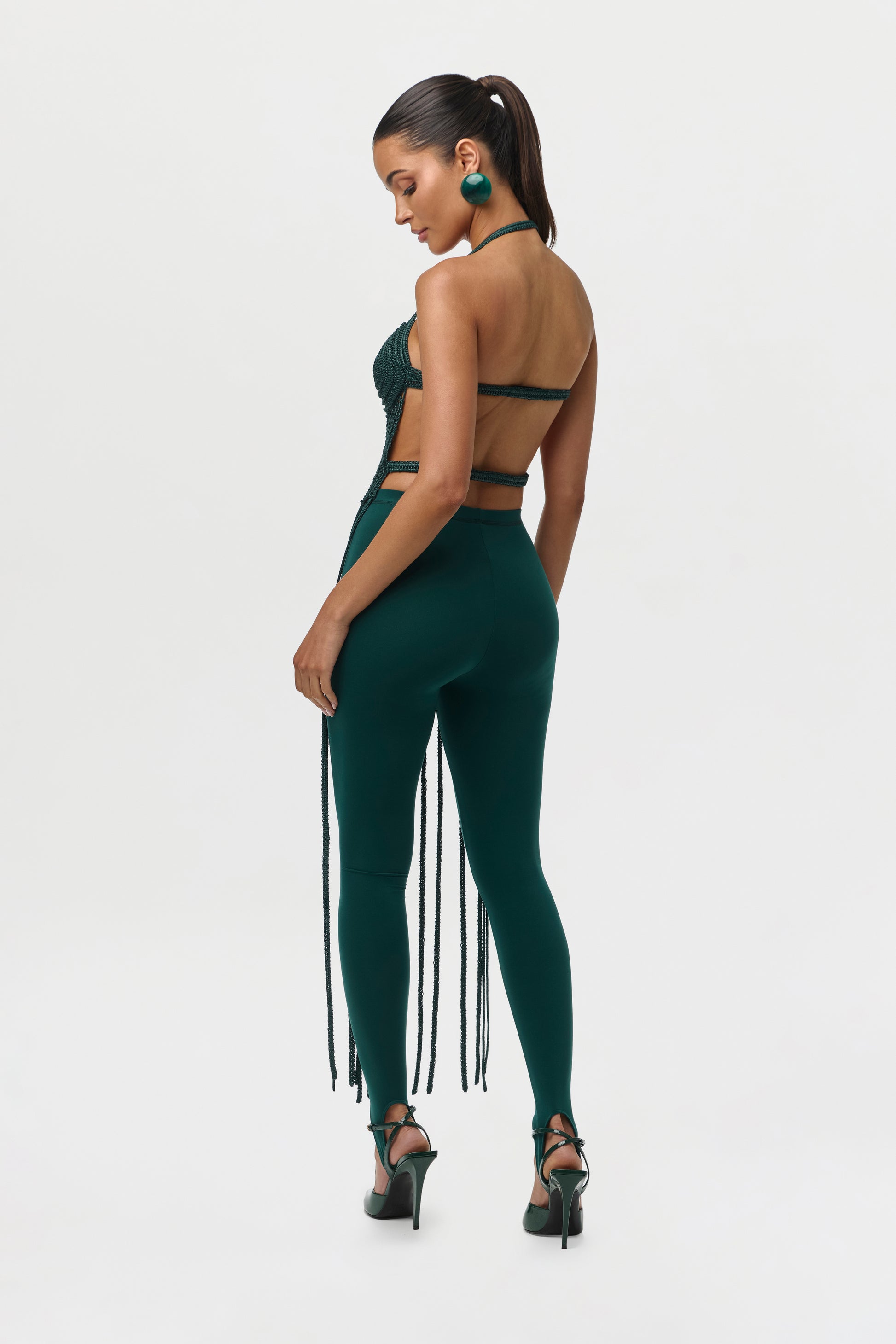 Knit Halter Fringe Crop Top