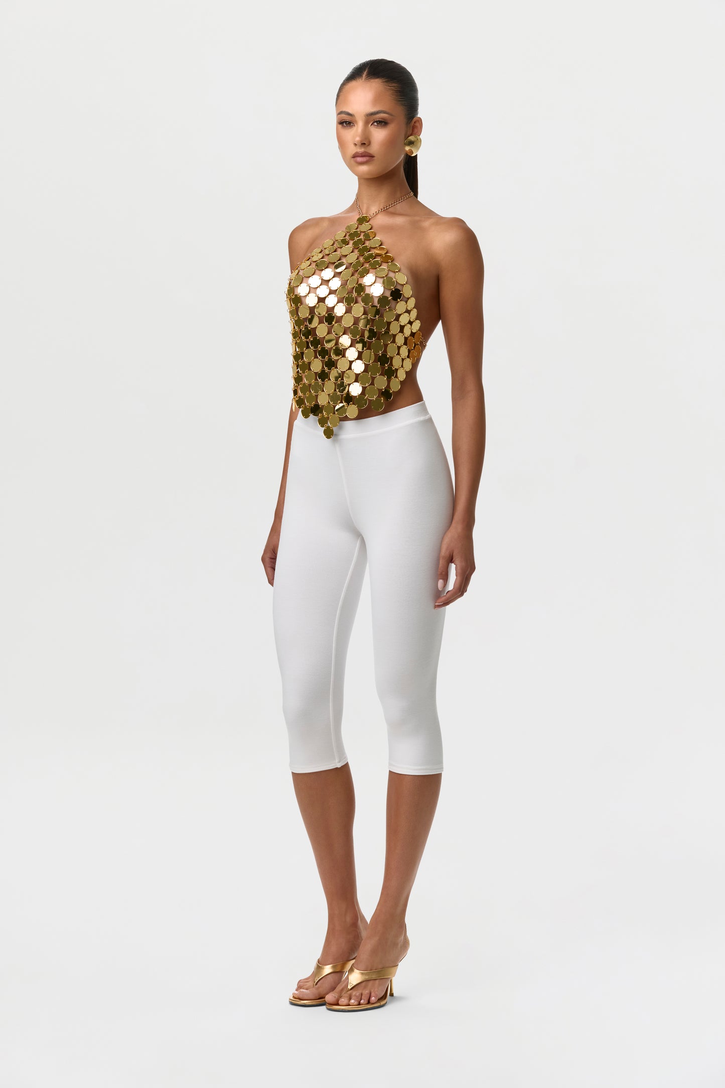 White Smooth Sculpt Waist Capri Leggings