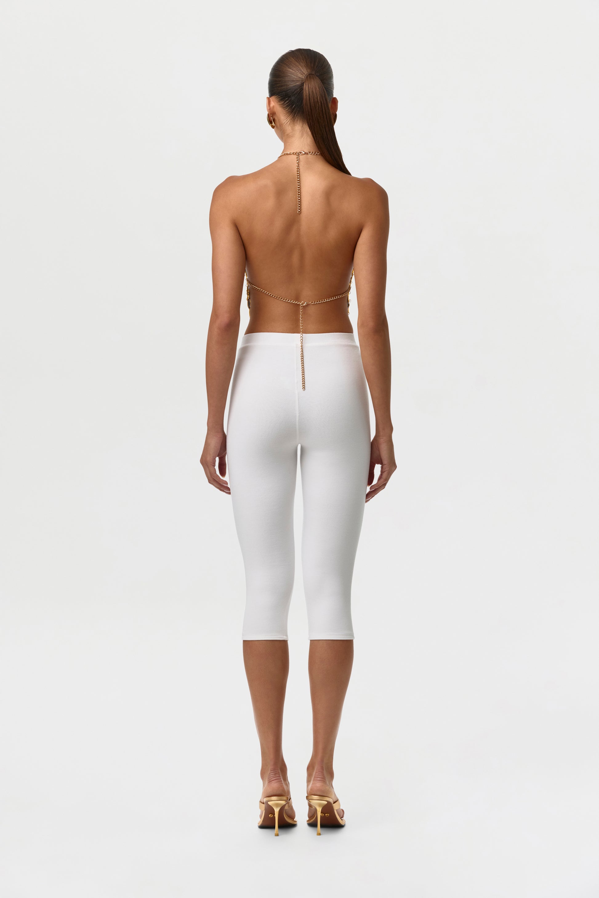 White Smooth Sculpt Waist Capri Leggings