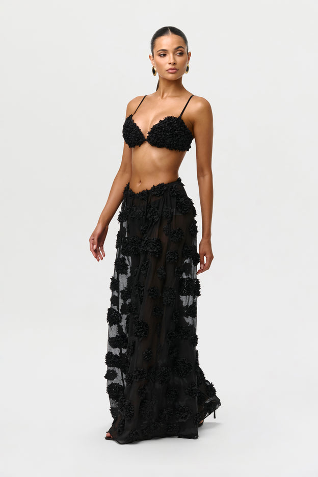 Floral Appliqué Wideleg Pants Petite
