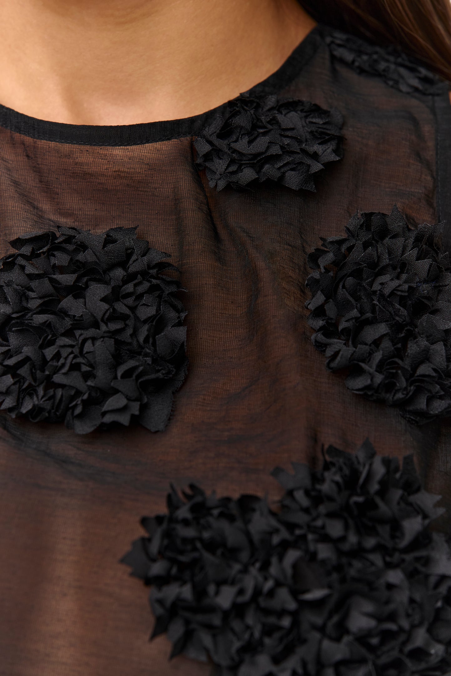 Black Floral Appliqué Lace Crop Top