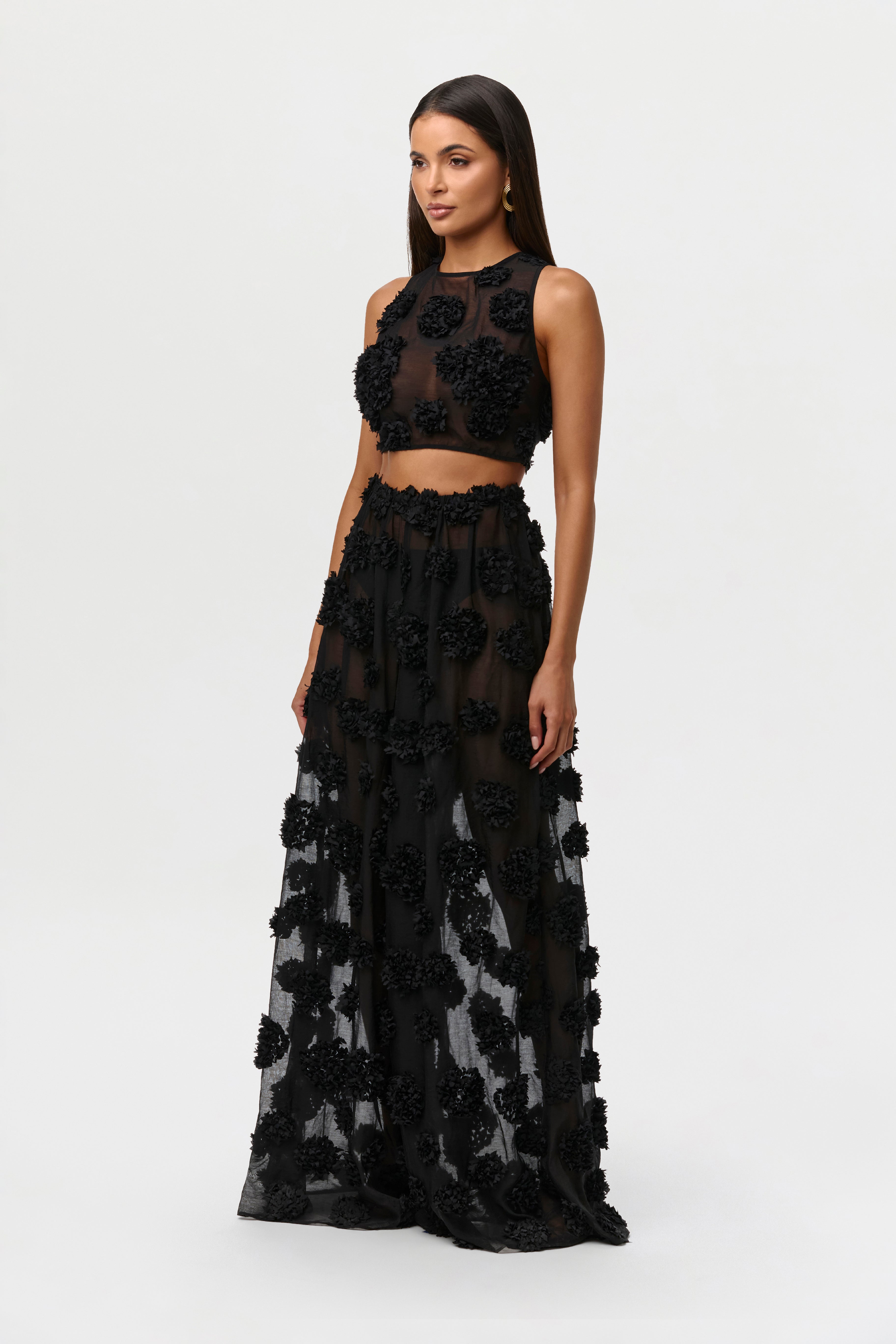Floral Appliqué Lace Crop Top – Naked Wardrobe