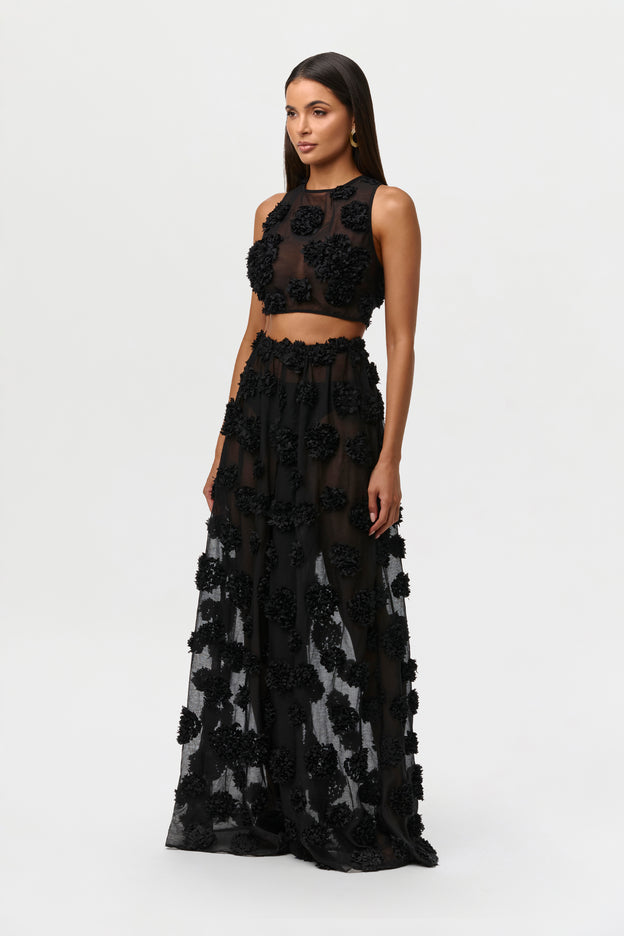 Floral Appliqué Lace Crop Top