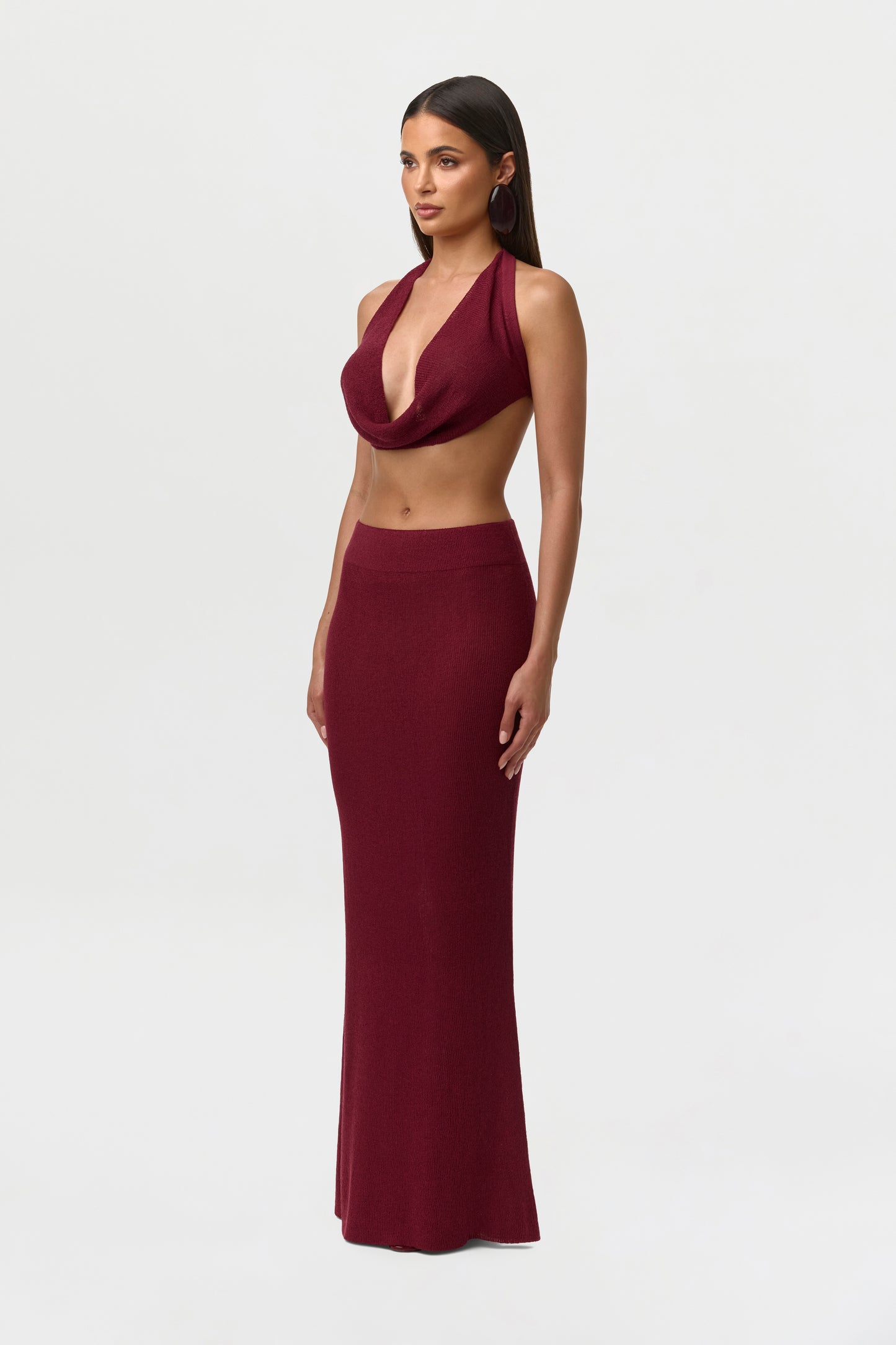 Sangria Knit Halter Crop Top
