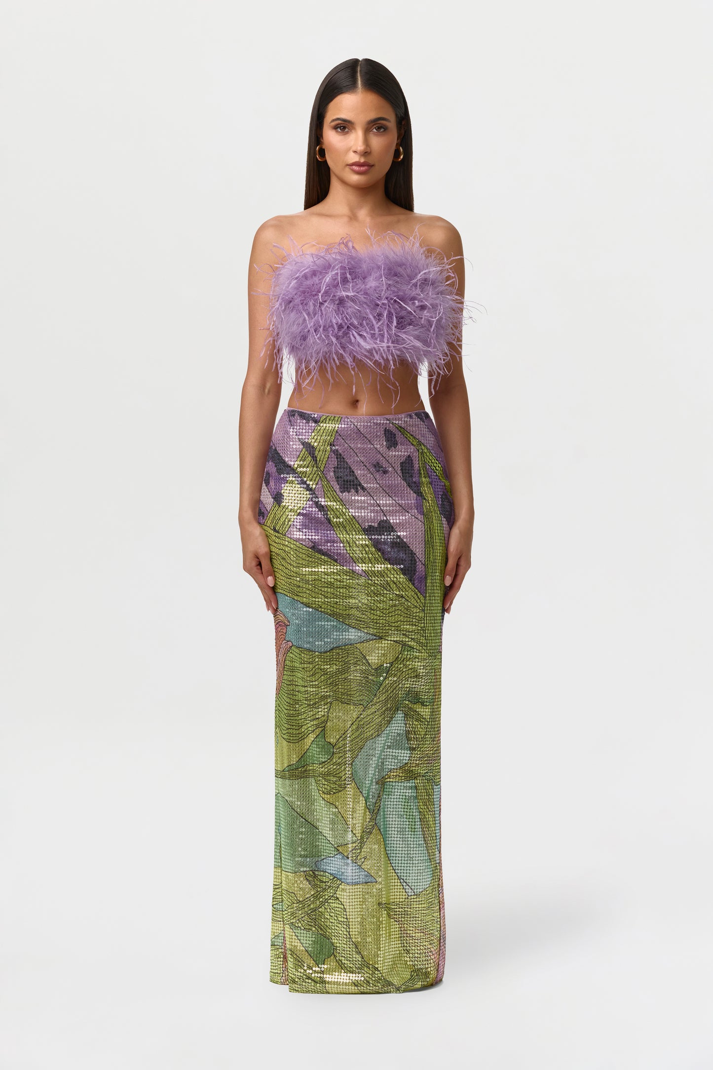 Sequin Print Maxi Skirt