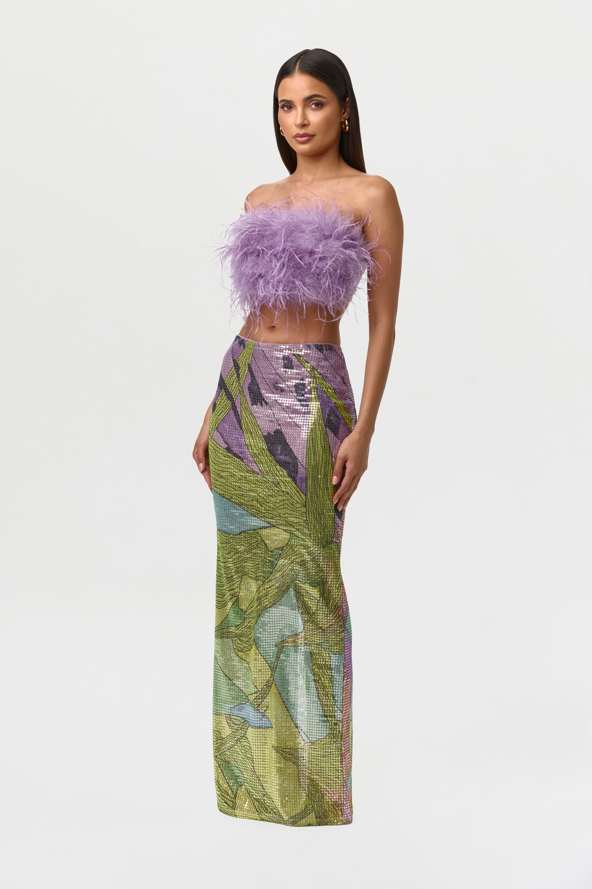 Sequin Print Maxi Skirt