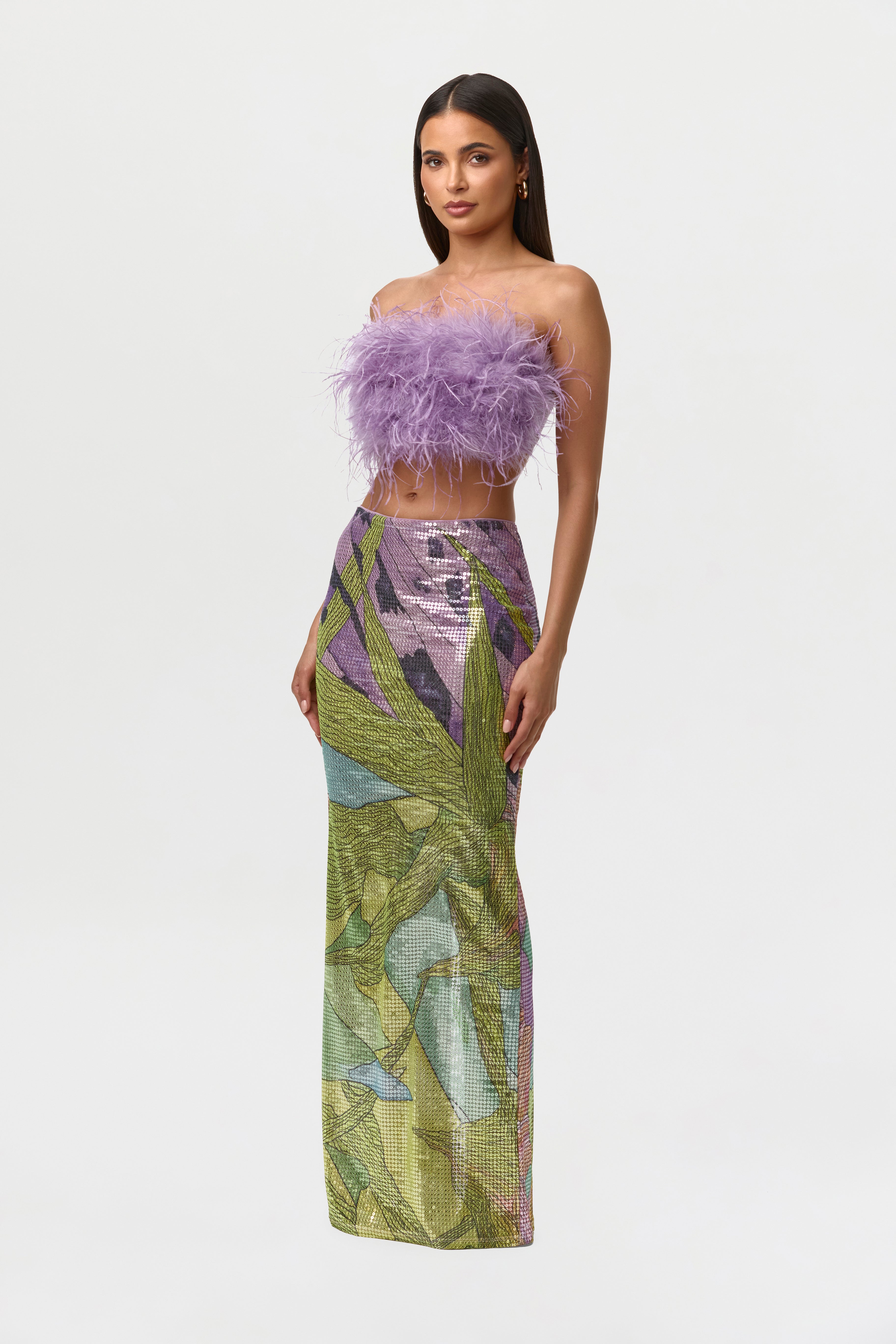 Sequin Print Maxi Skirt