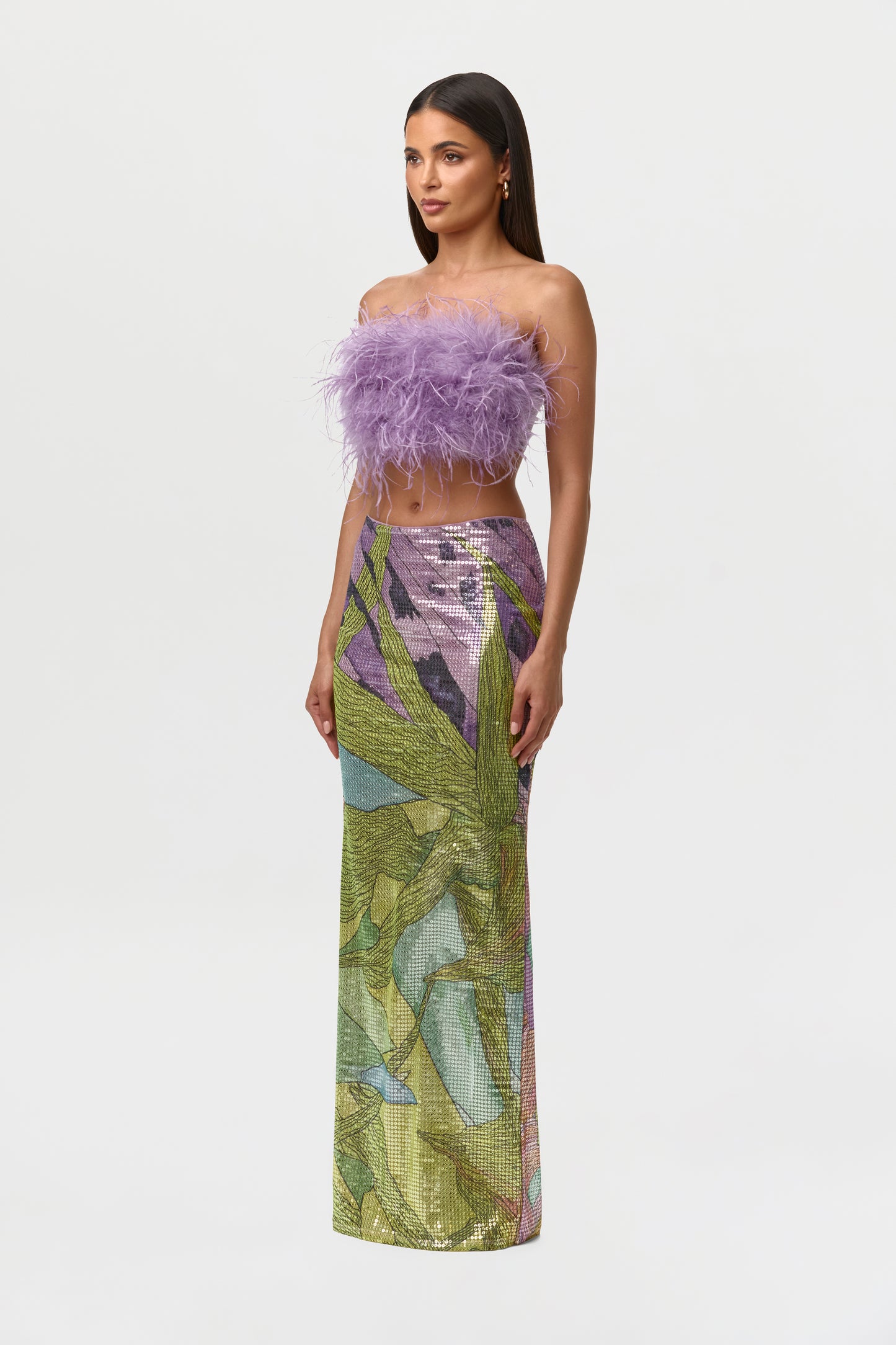 Sequin Print Maxi Skirt