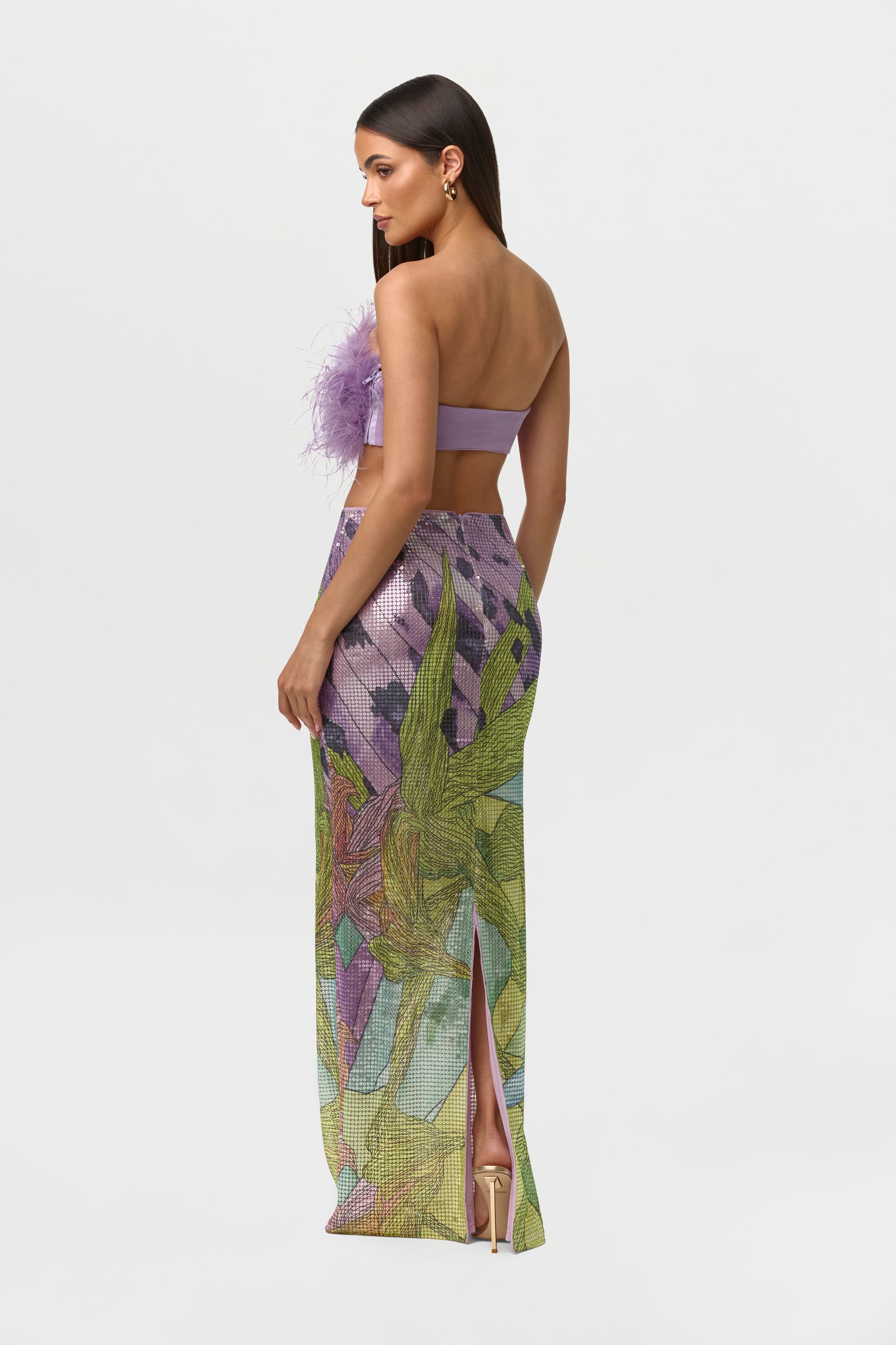 Sequin Print Maxi Skirt
