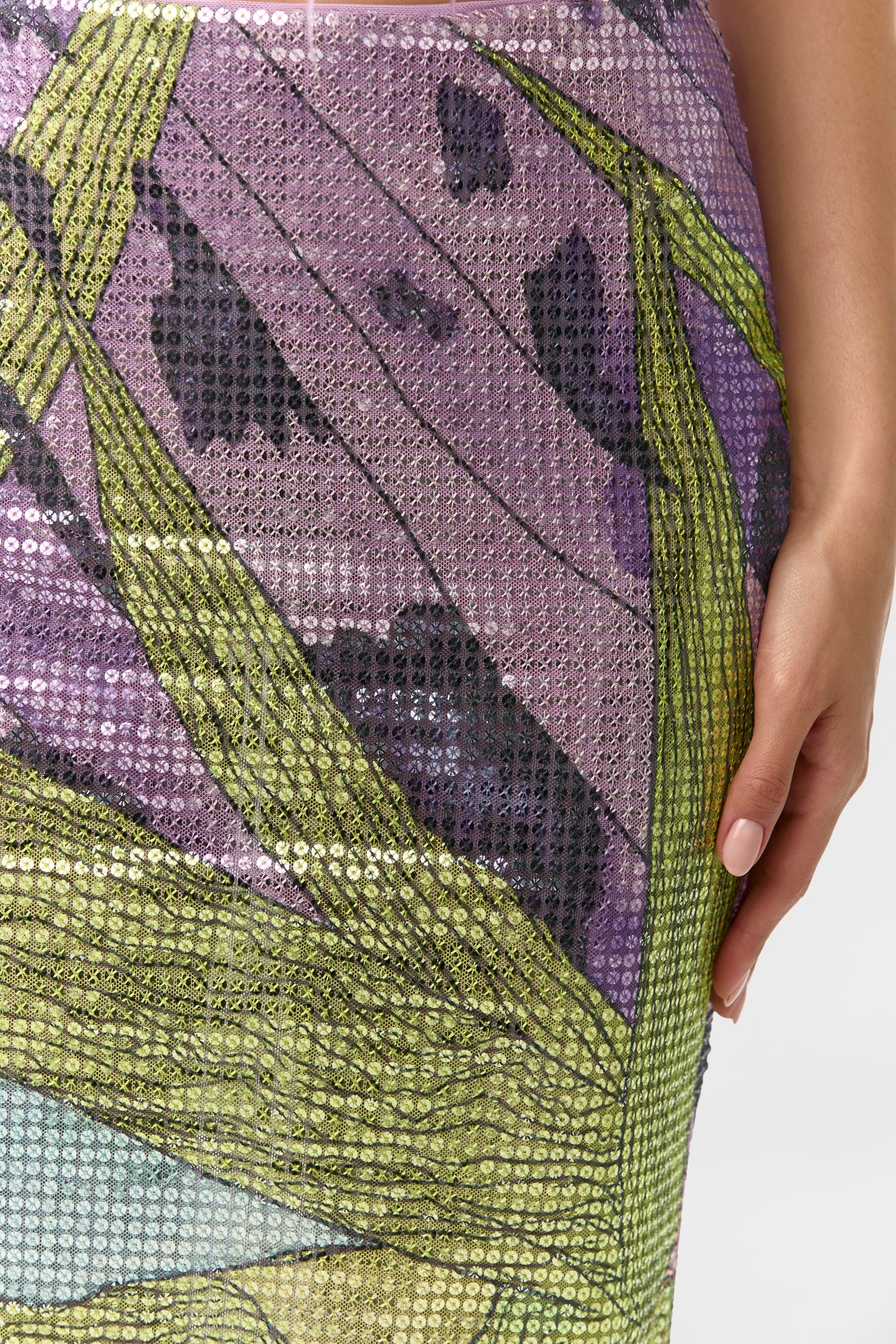 Sequin Print Maxi Skirt
