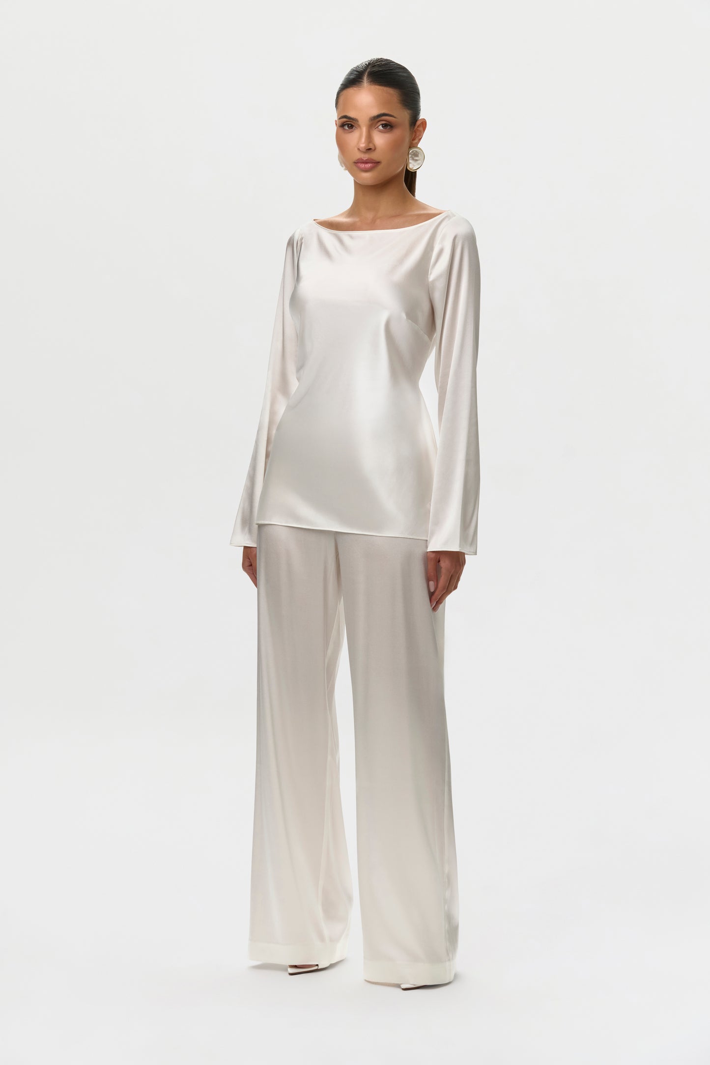 Off White Silk Back-Tie Top