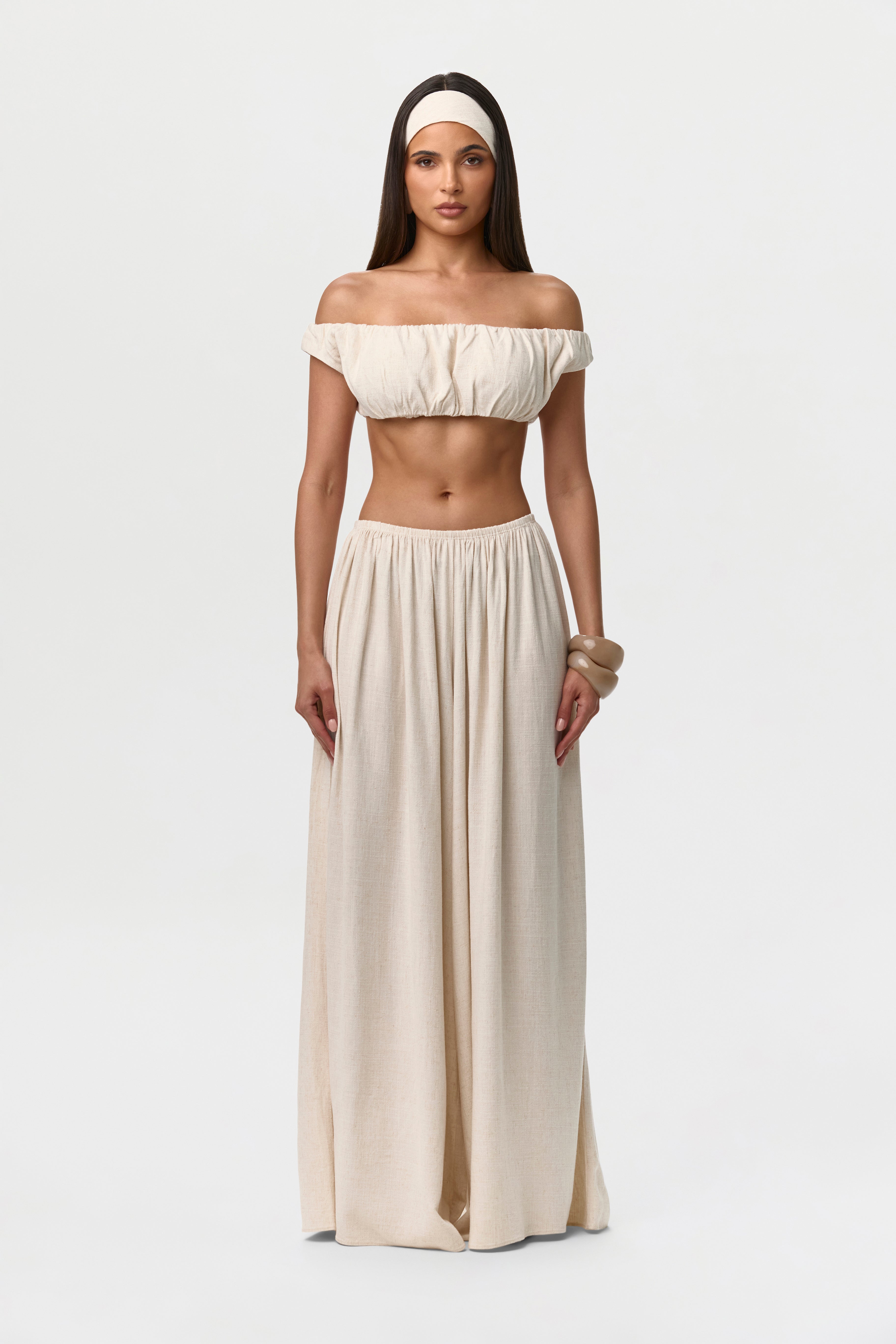 Linen Pleated Palazzo Pants