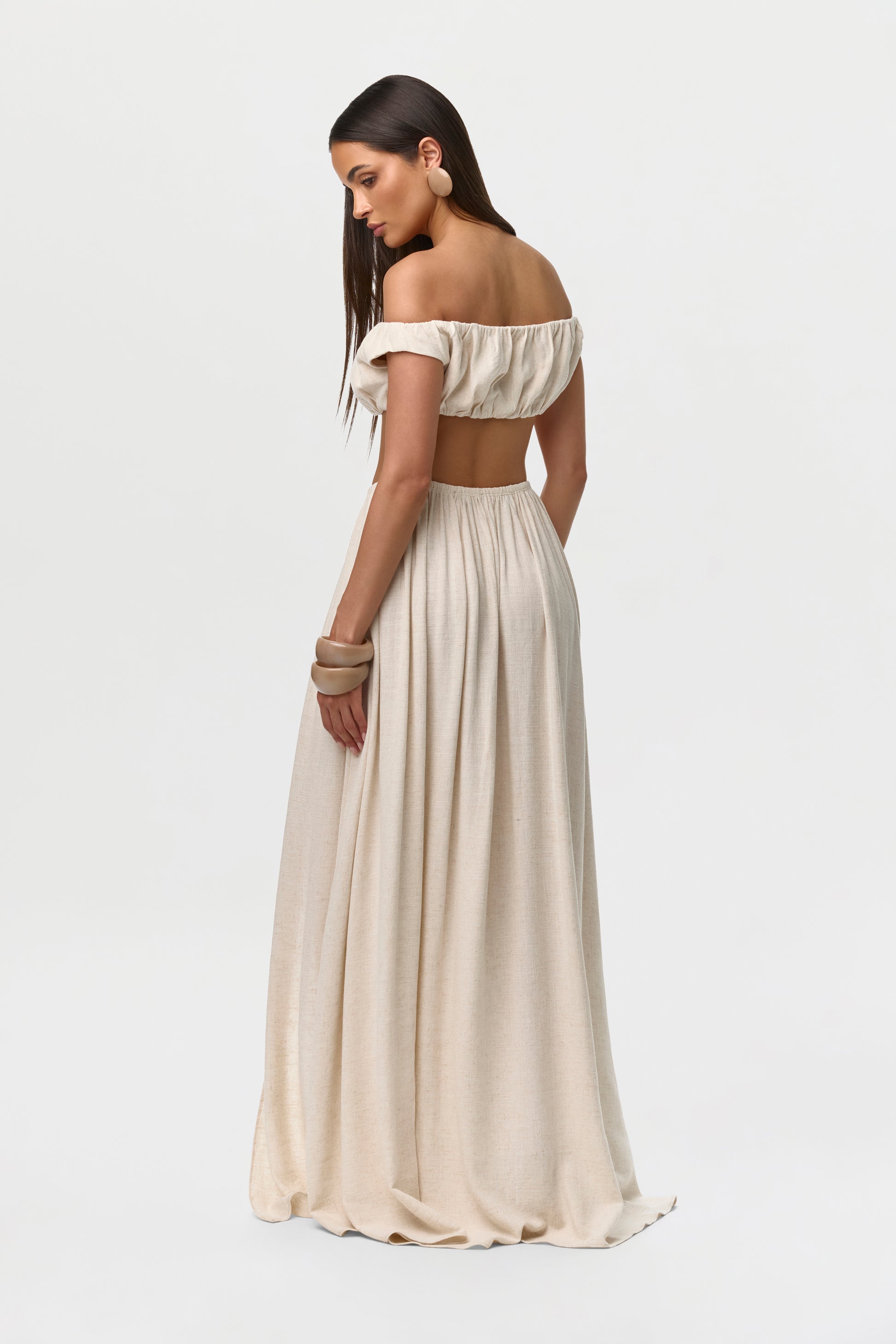 Linen Off-Shoulder Crop Top Naked Wardrobe Linen Off-Shoulder Crop Top Naked Wardrobe