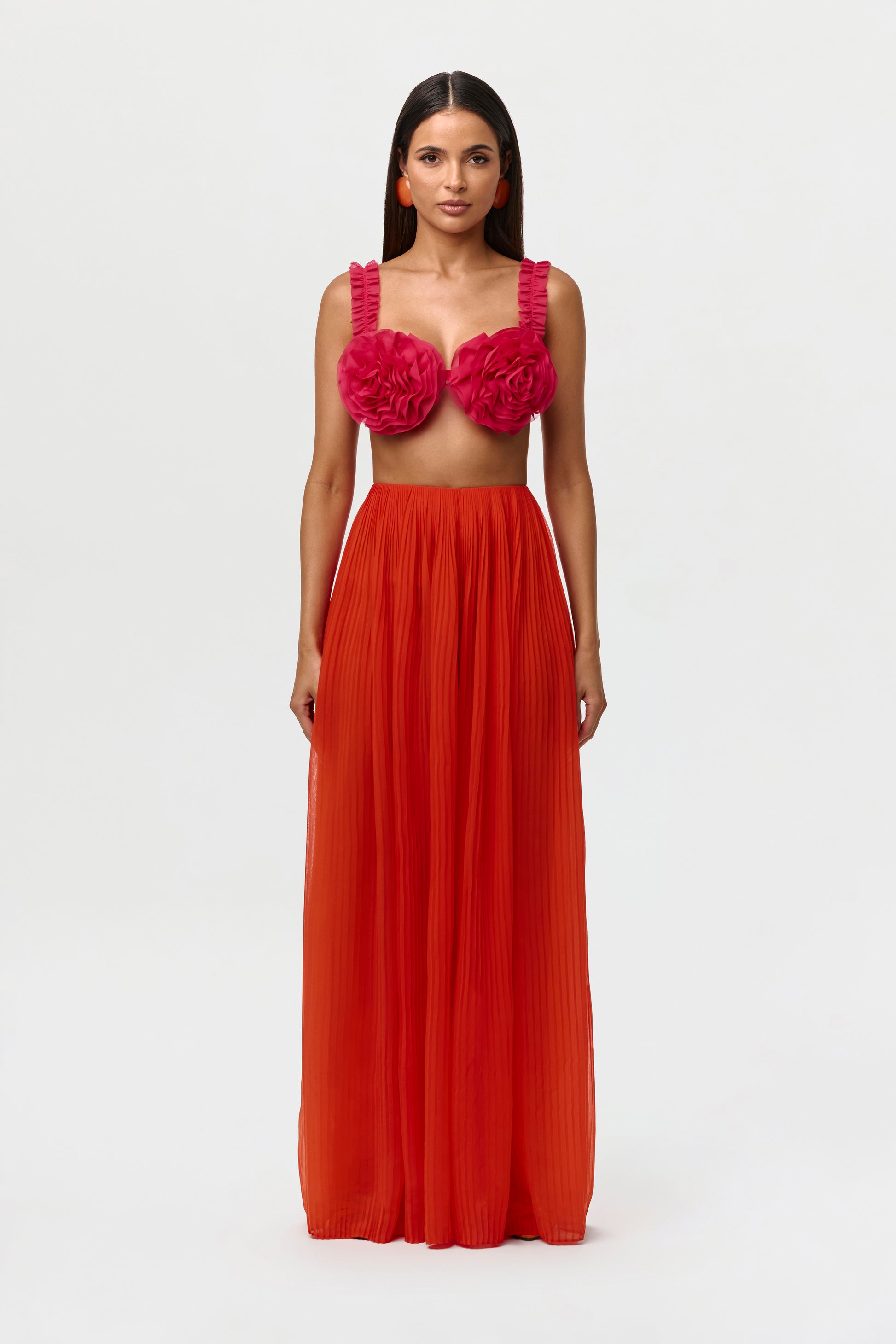 Hibiscus Chiffon Floral Crop Top