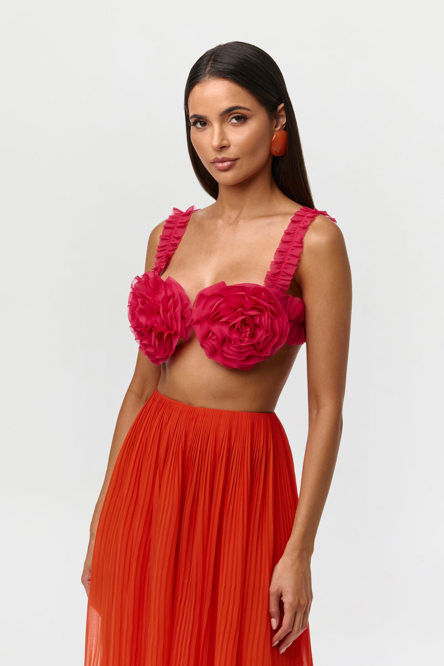 Hibiscus Chiffon Floral Crop Top