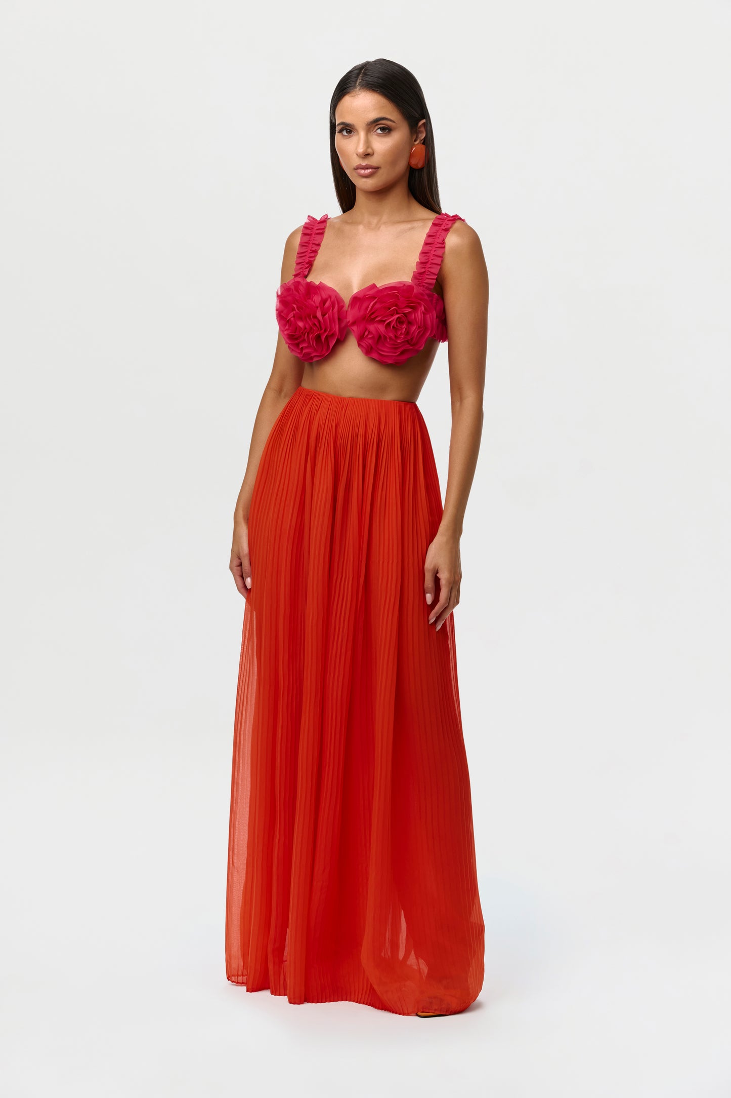 Hibiscus Chiffon Floral Crop Top