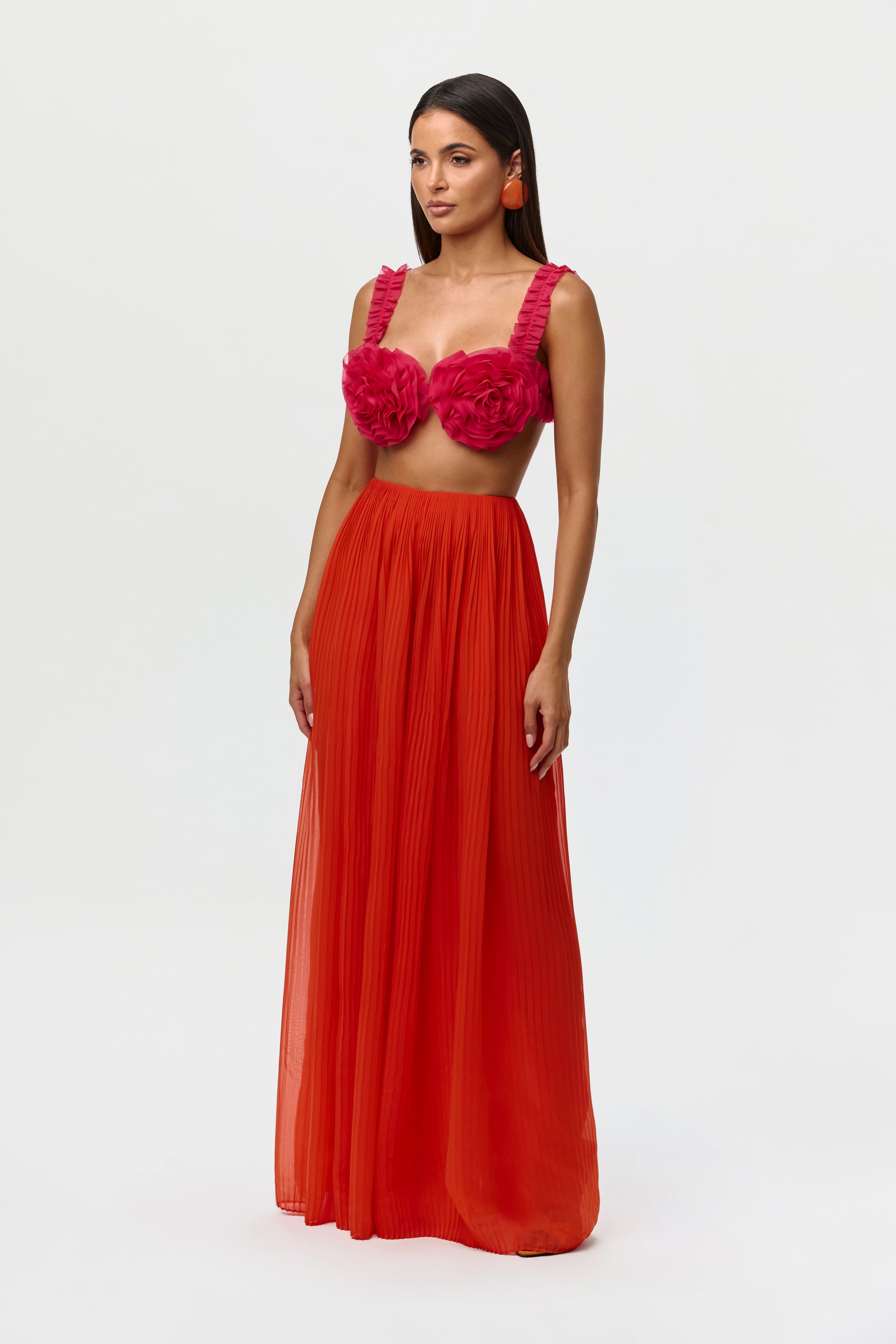 Hibiscus Chiffon Floral Crop Top