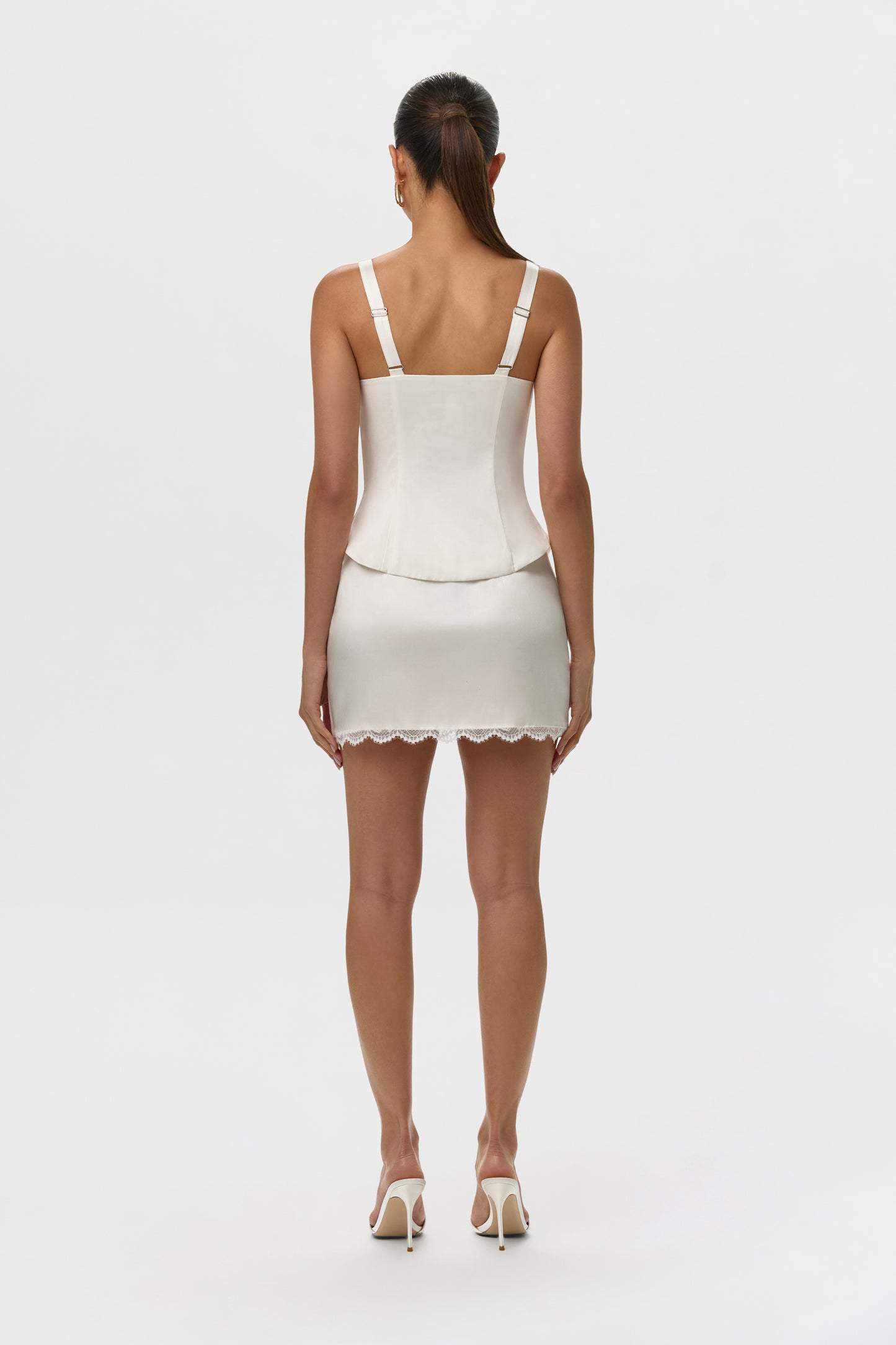 Off White Silk Lace Tank Top