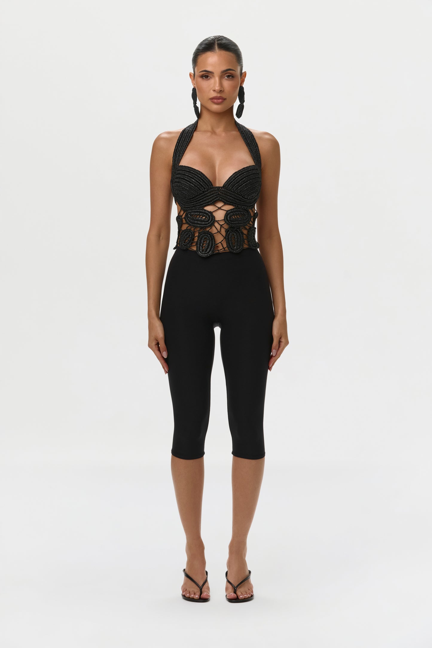 Black Crochet Bustier Halter Top