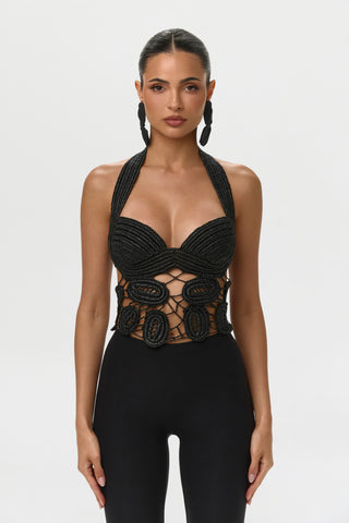 Crochet Bustier Halter Top