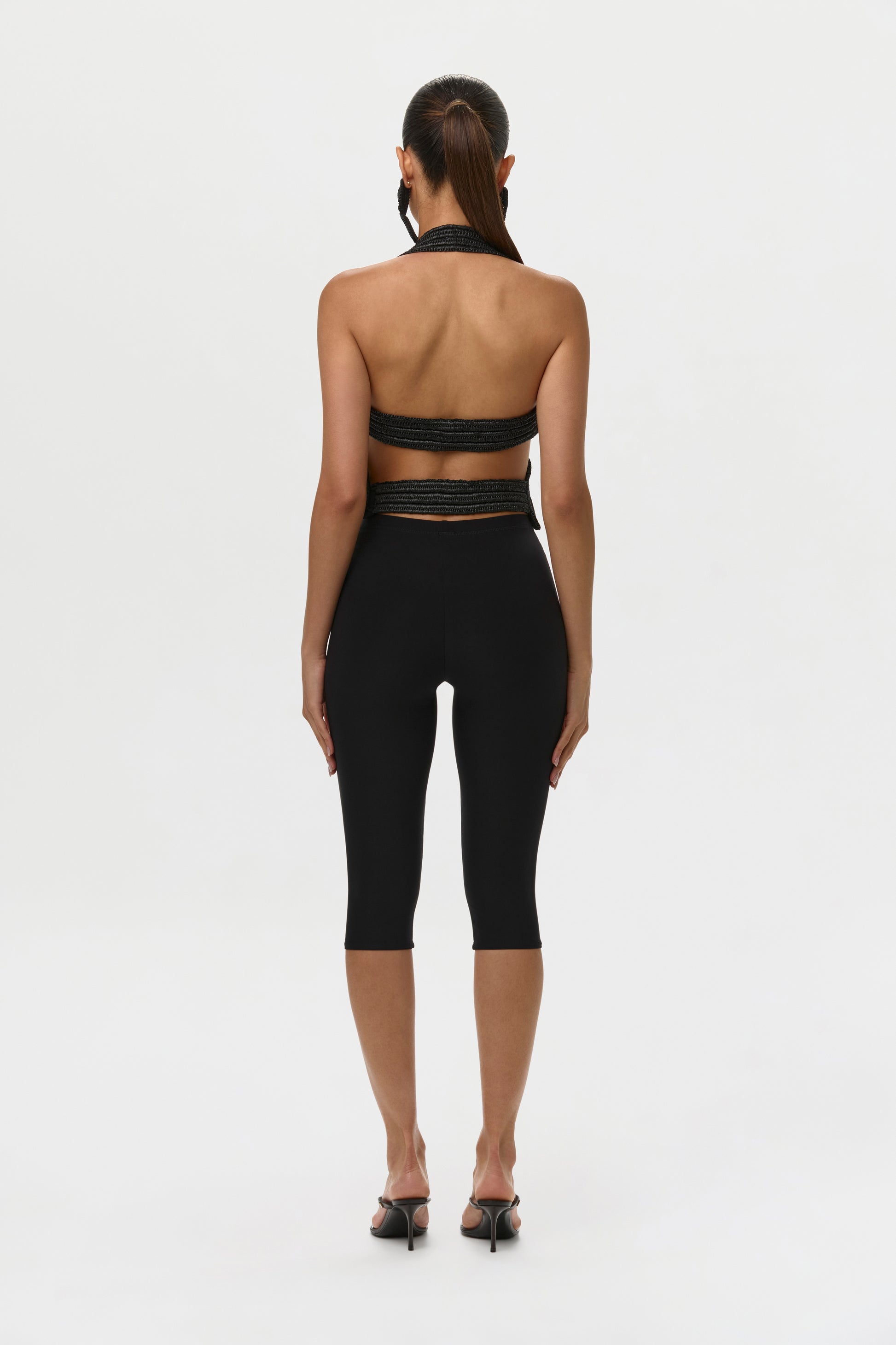 Black Crochet Bustier Halter Top
