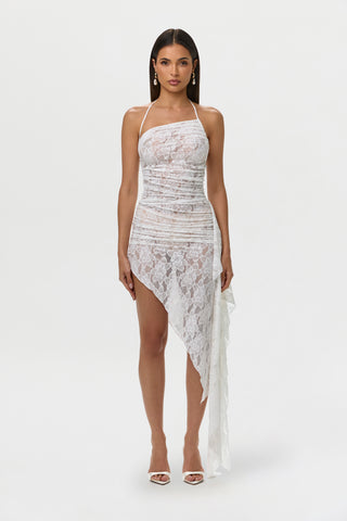 Stretch Lace Asymmetric Skirt