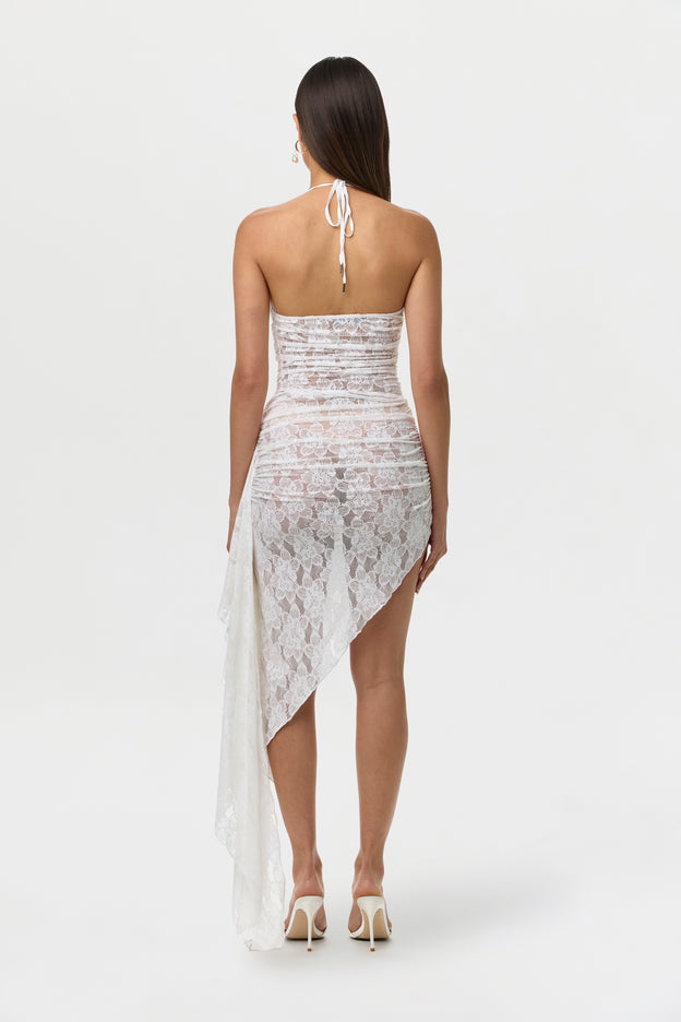Stretch Lace Asymmetric Skirt