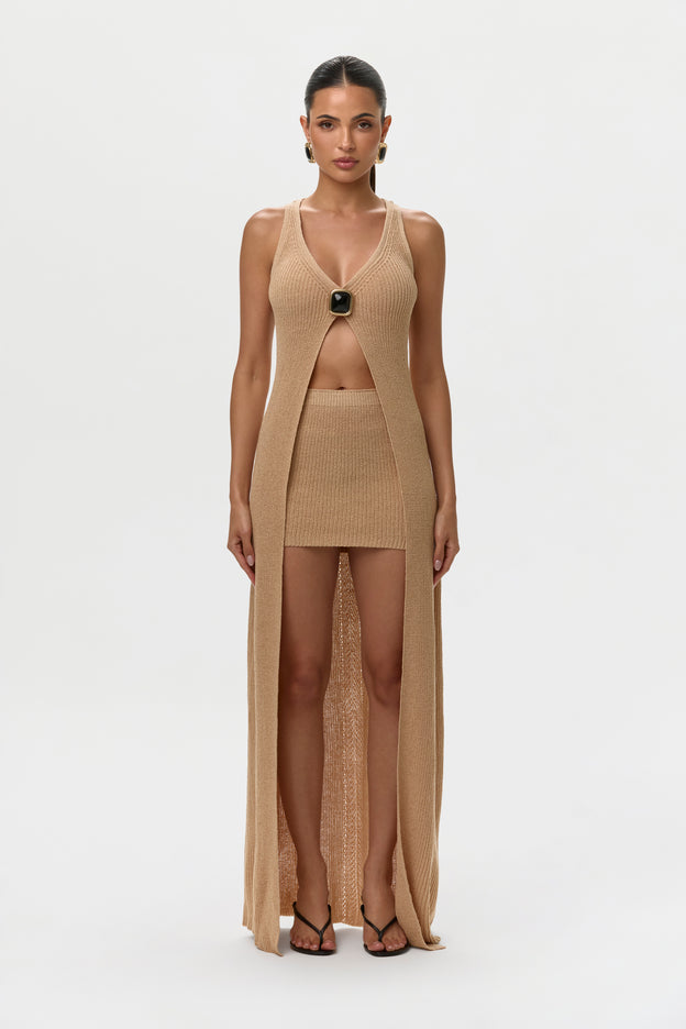 Knit V-Neck Maxi Top