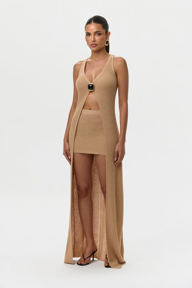 Knit V-Neck Maxi Top
