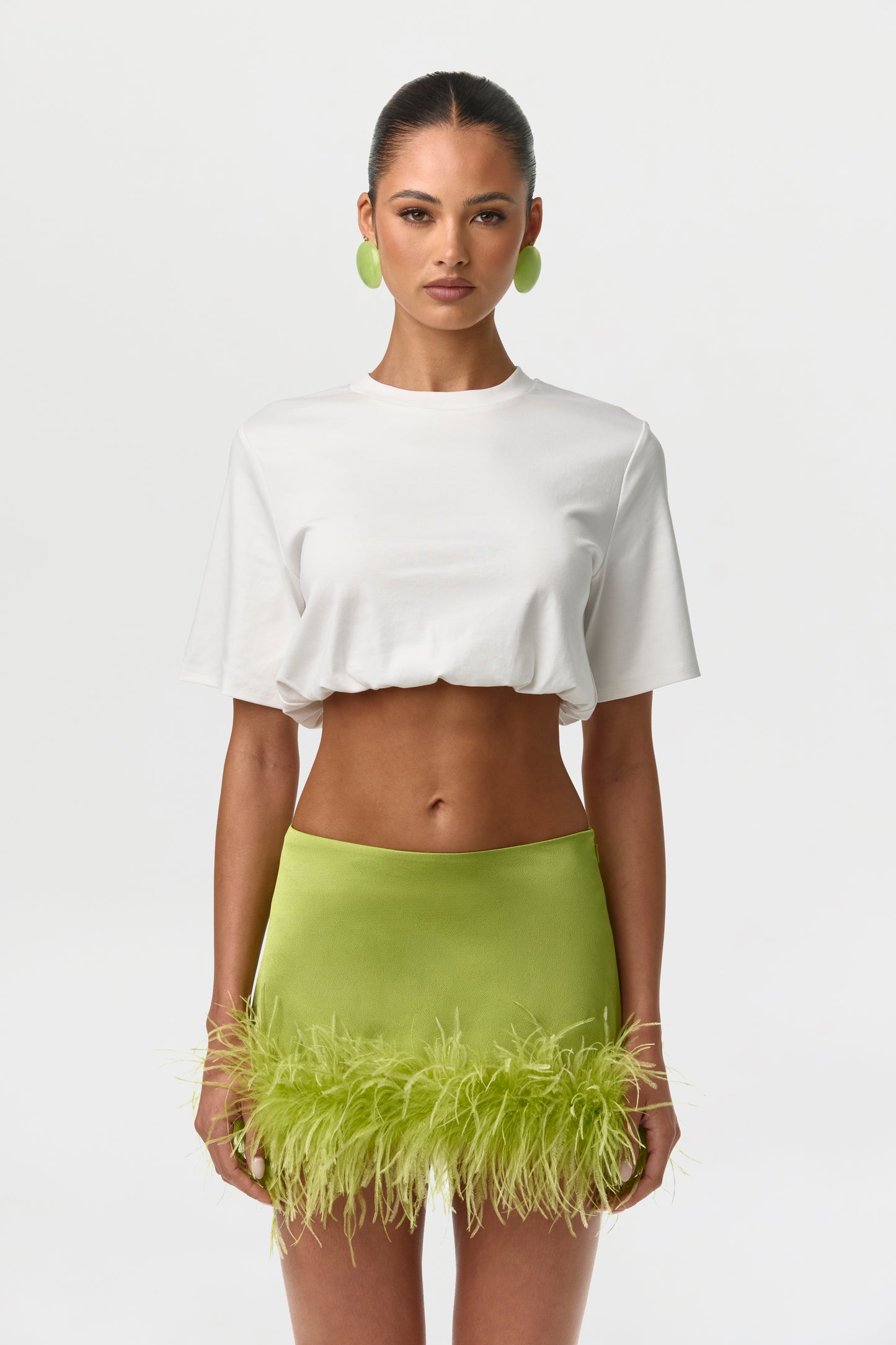 Cotton Crewneck Crop Top