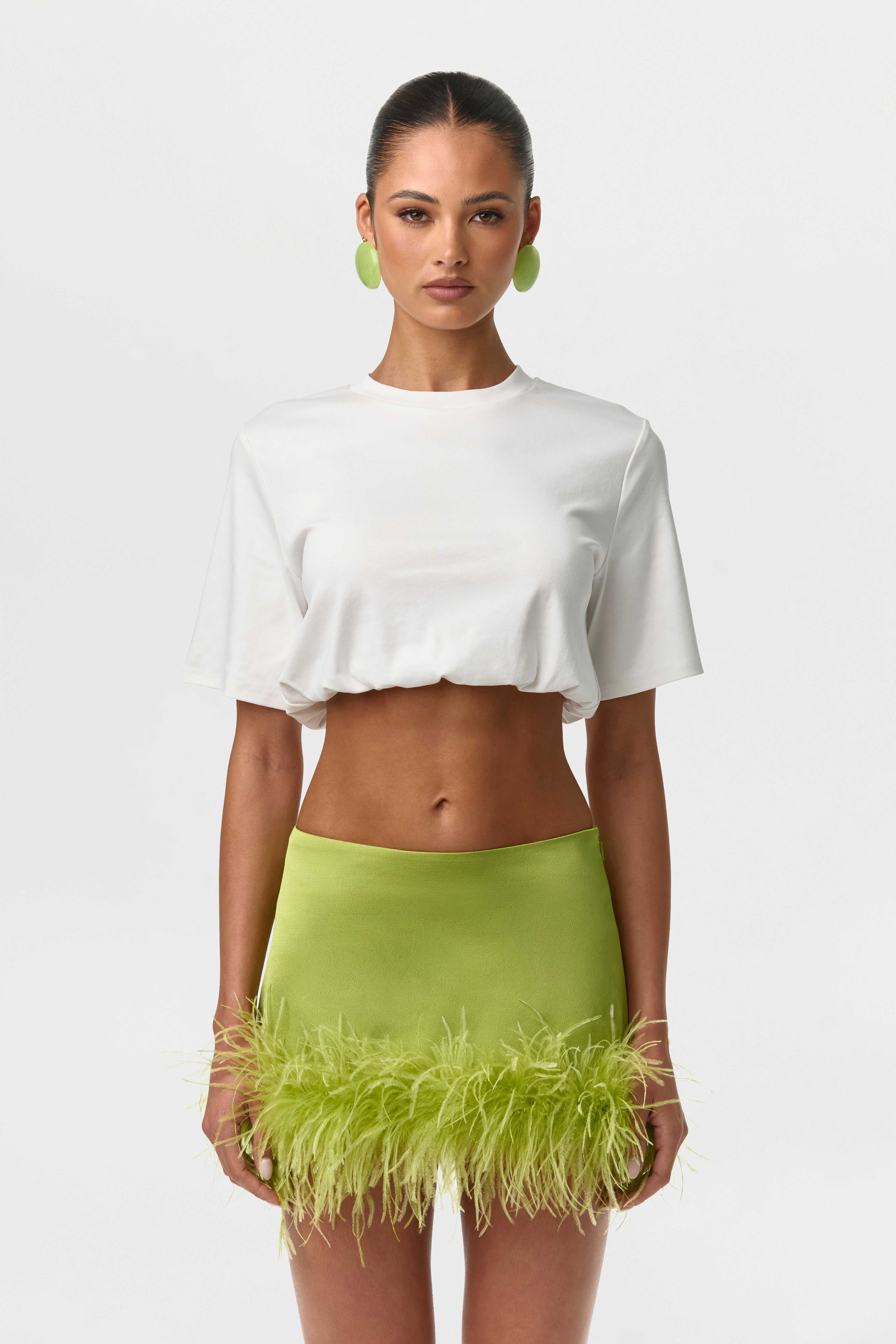 Cotton Crew Crop Top Shirt
