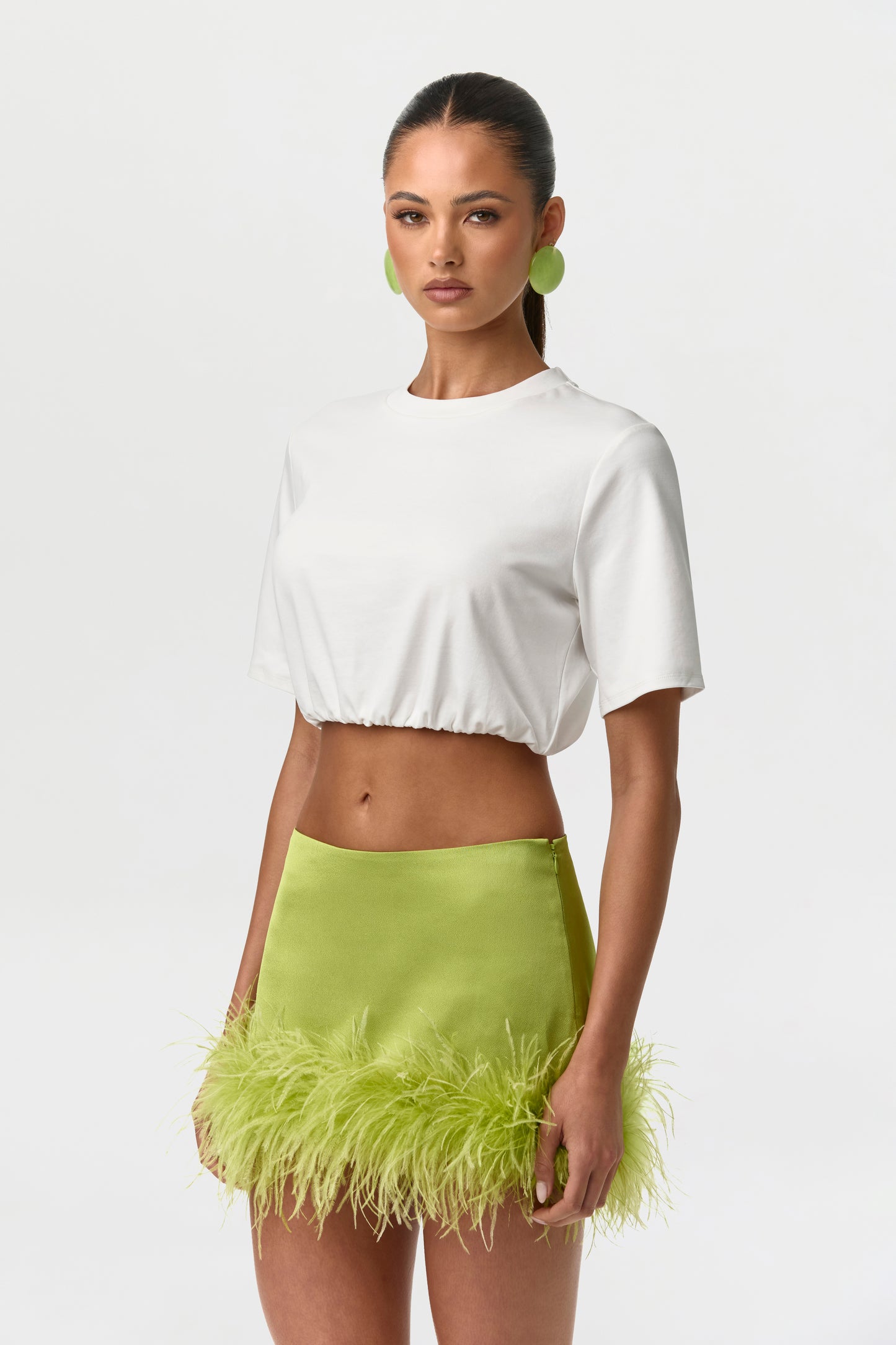 Cotton Crewneck Crop Top
