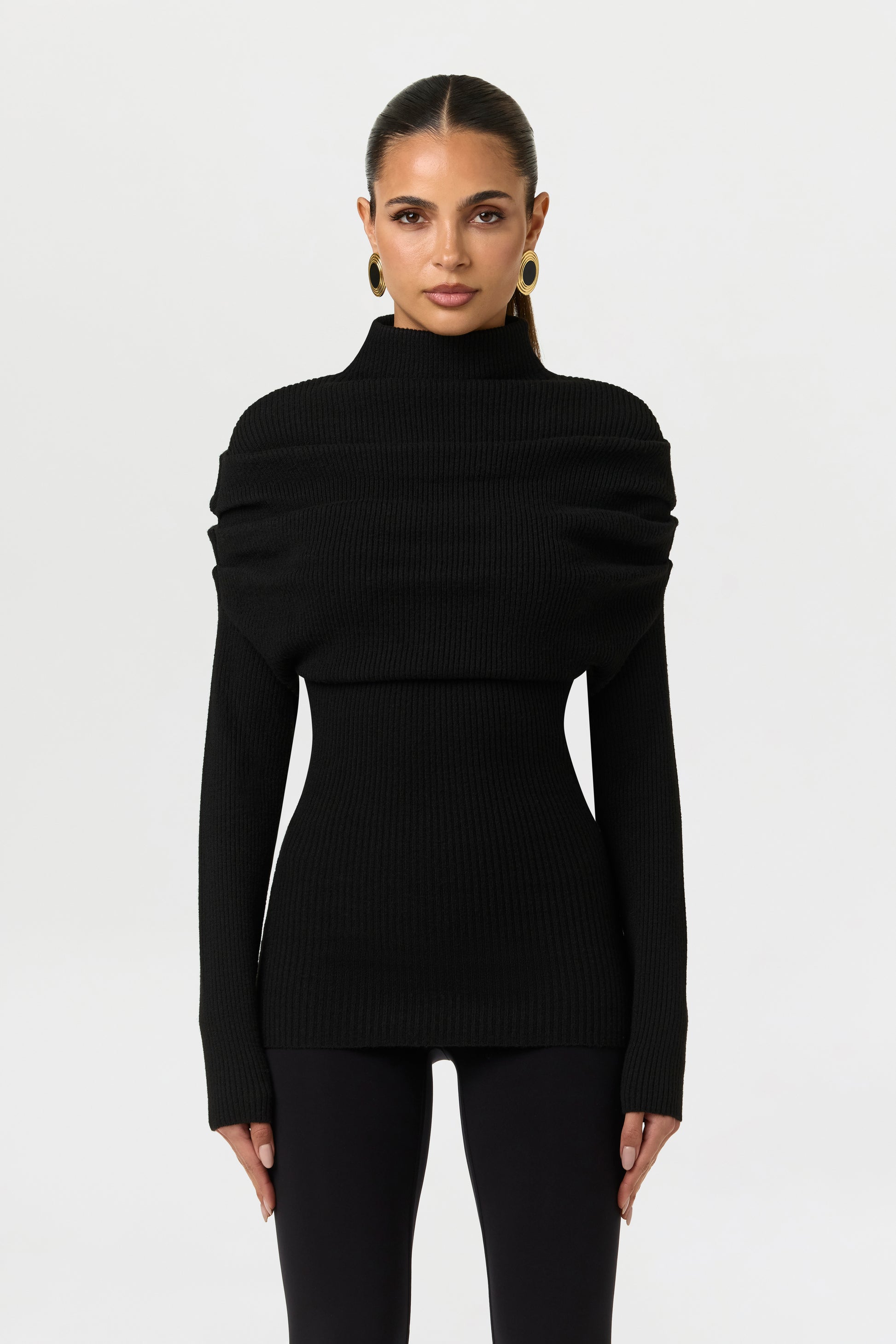 Knit Ribbed Drape Top
