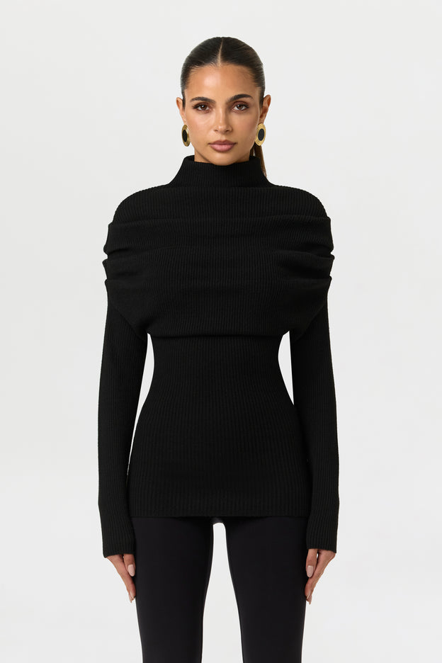 Knit Ribbed Drape Top