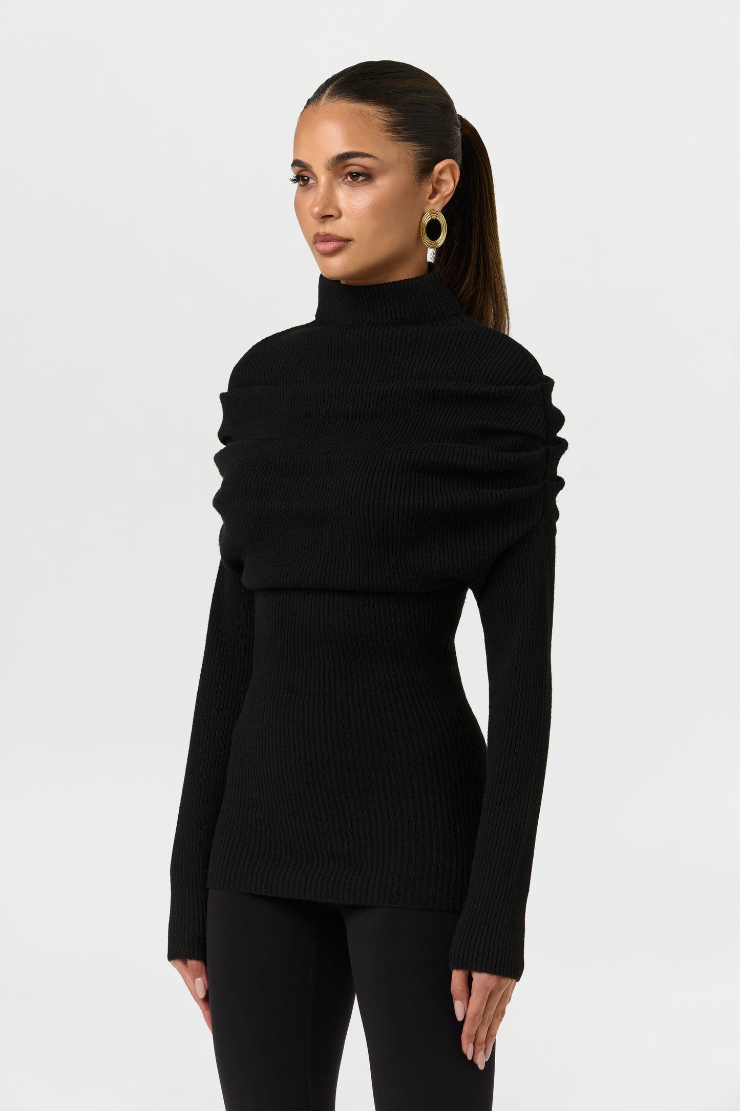 Knit Ribbed Drape Top