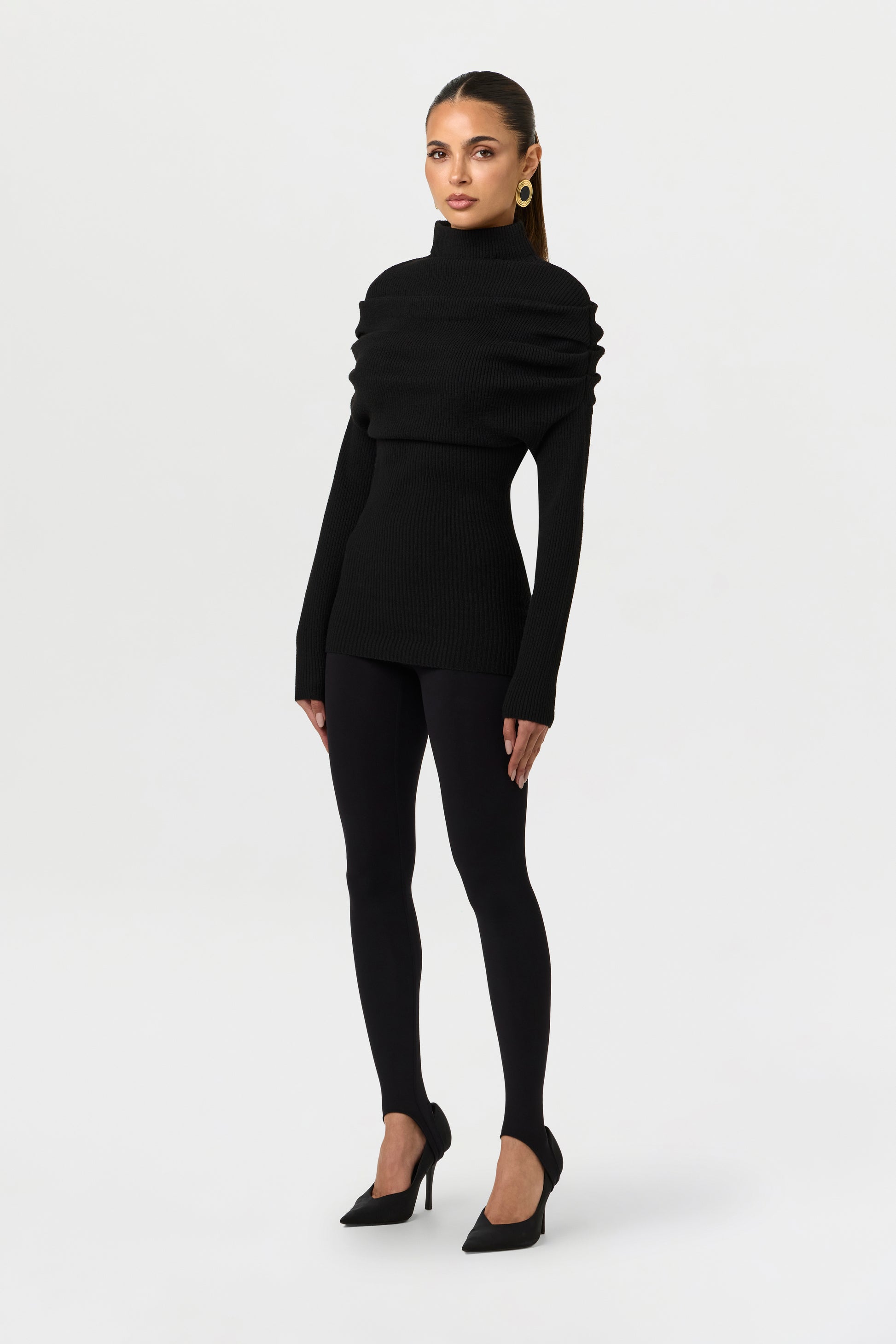 Knit Ribbed Drape Top