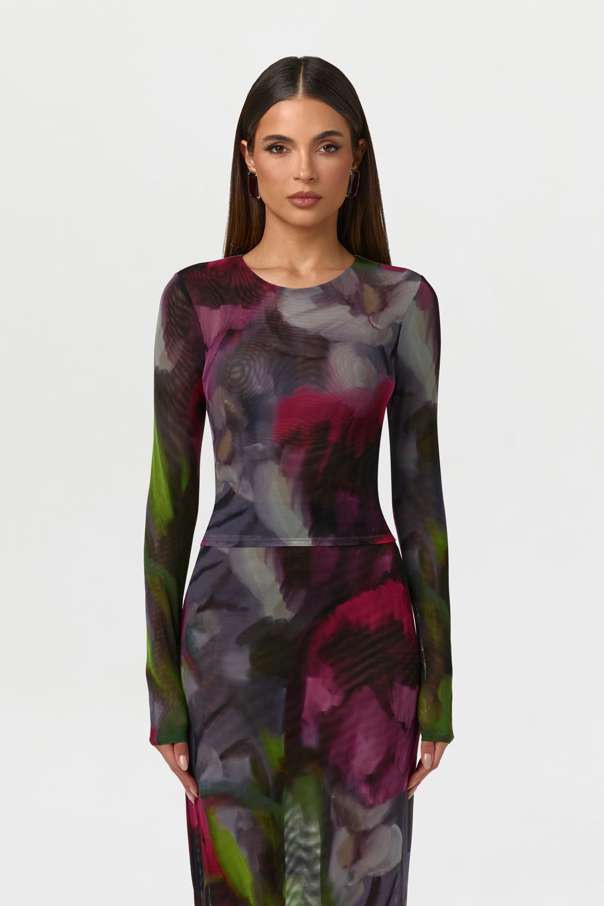 Mesh Print Crew Top – Naked Wardrobe