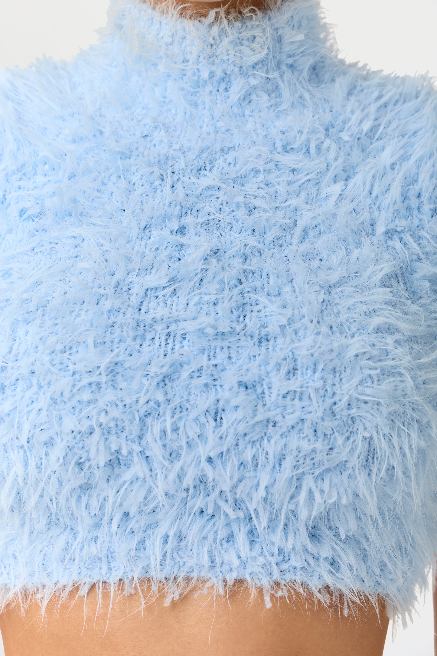 Blue Mist Fuzzy Knit Crop Top